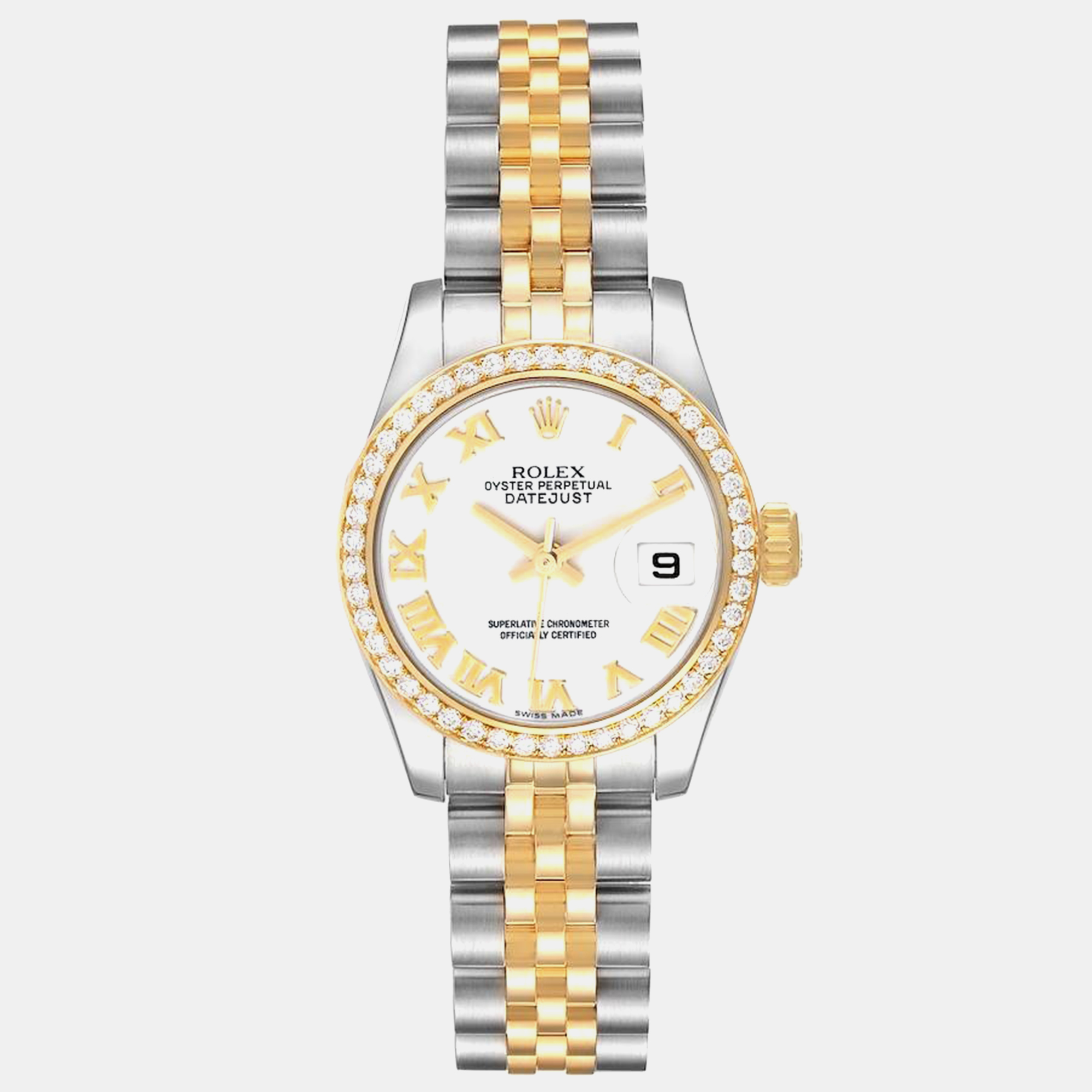 

Rolex Datejust Steel Yellow Gold White Roman Dial Ladies Watch 179383 26 mm