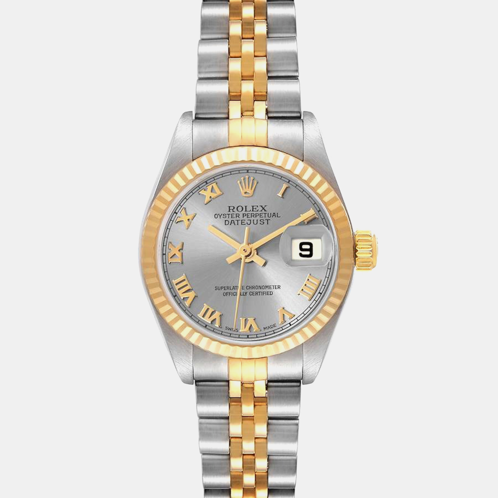 

Rolex Datejust Steel Yellow Gold Silver Dial Ladies Watch 79173 26 mm, Grey