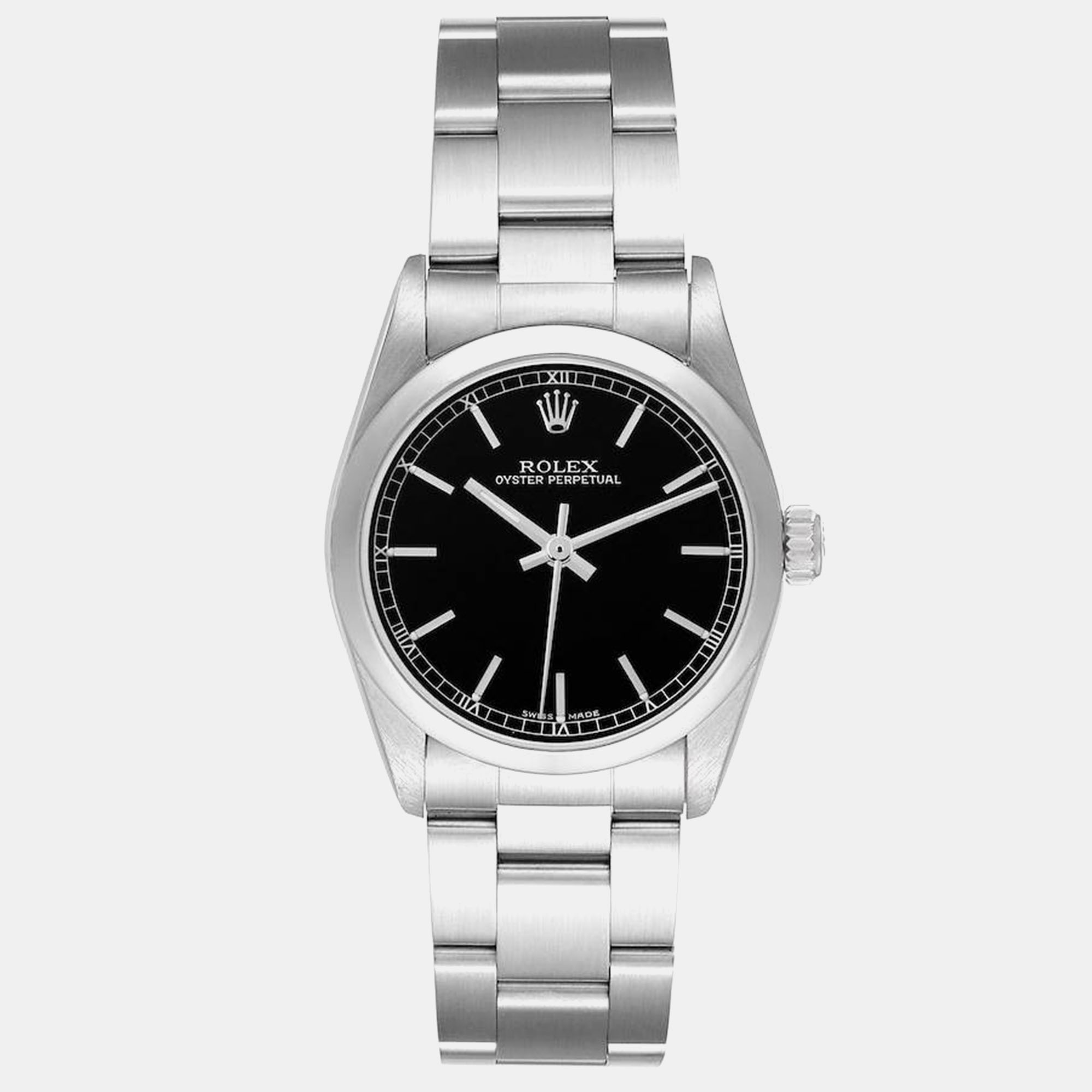 

Rolex Oyster Perpetual Midsize Black Dial Steel Ladies Watch 31.0 mm