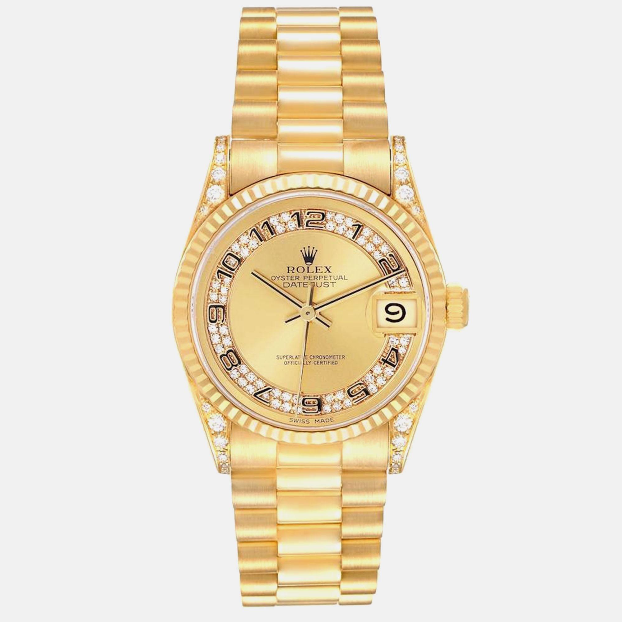 

Rolex President Midsize Yellow Gold Diamond Ladies Watch 68238