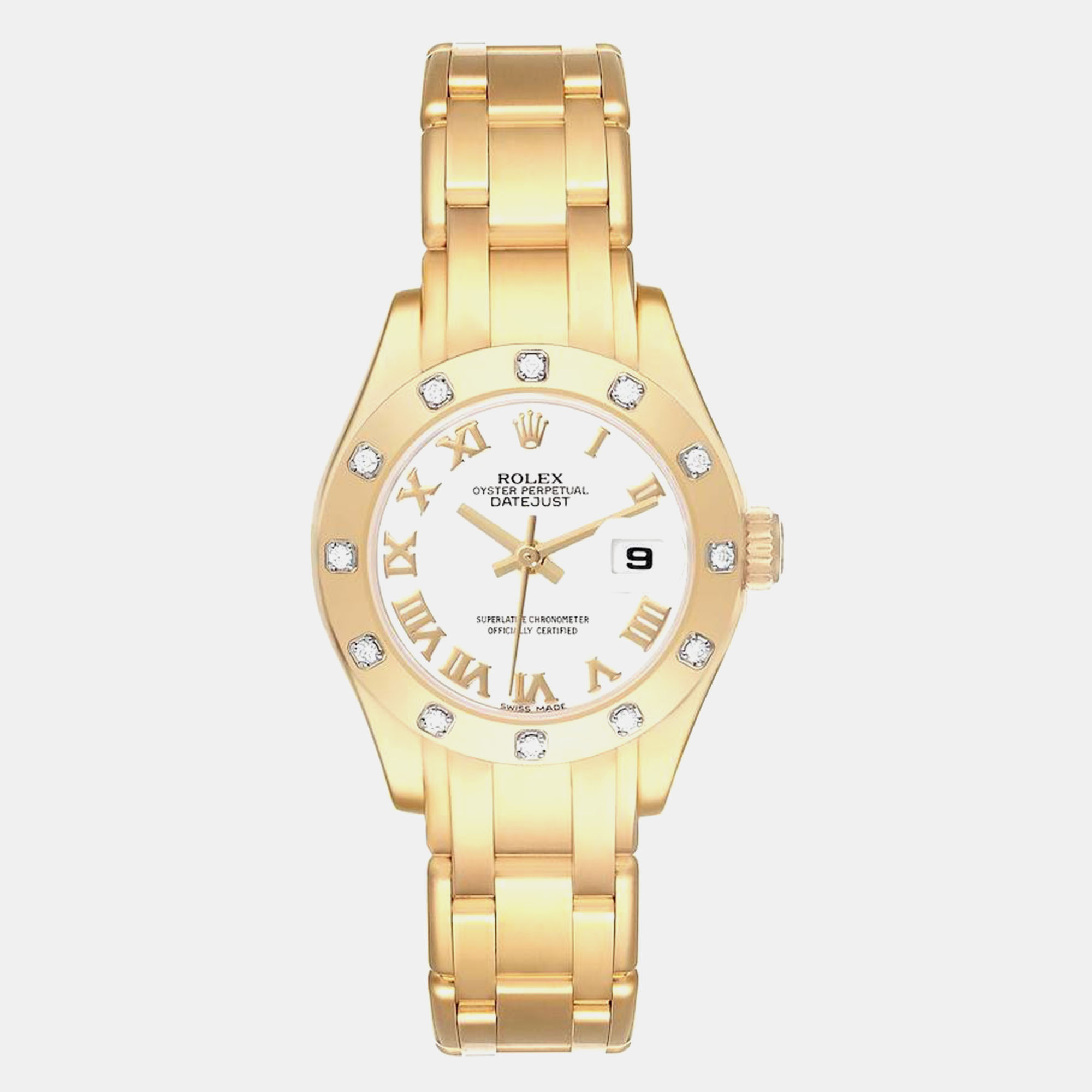 

Rolex Pearlmaster Yellow Gold White Dial Diamond Ladies Watch 80318