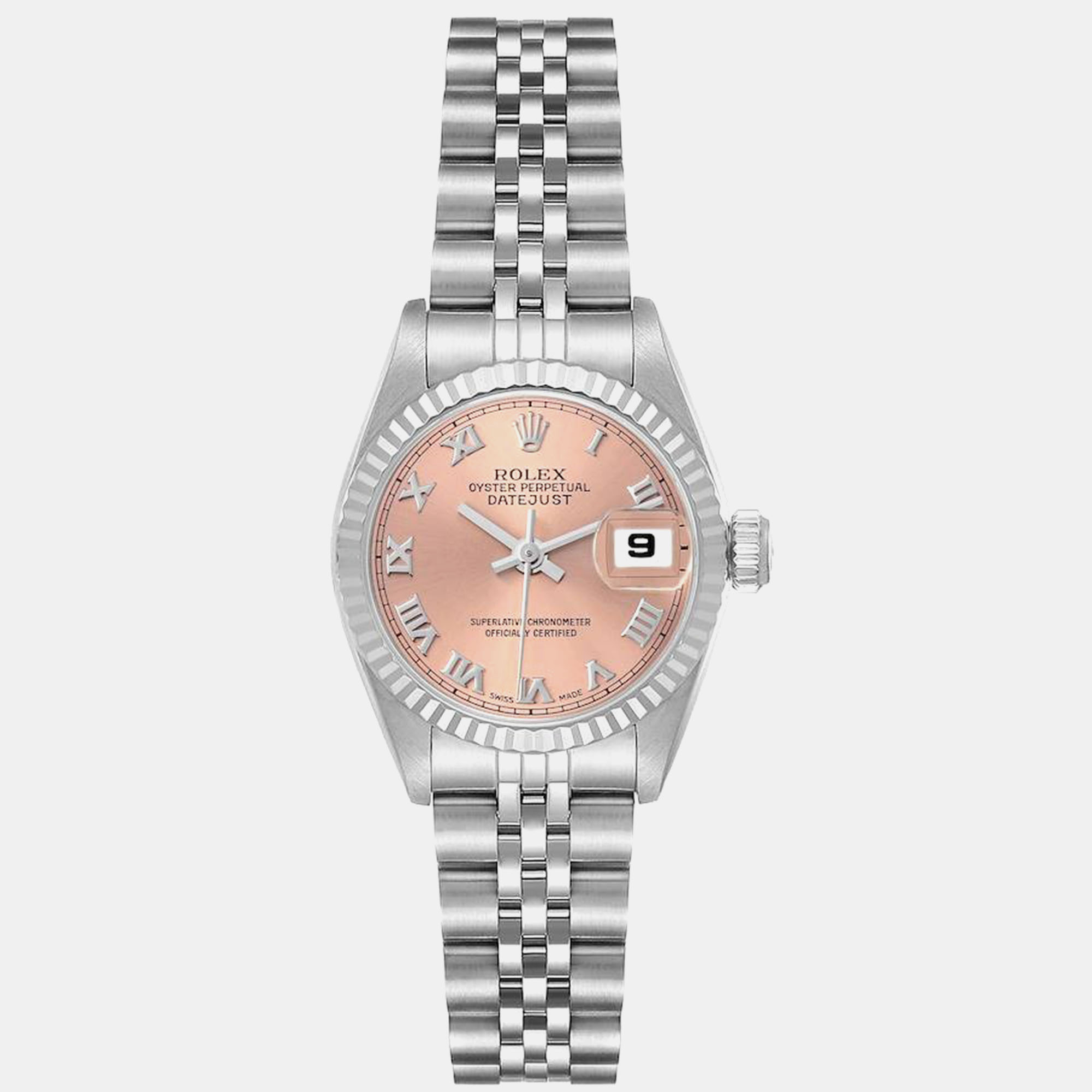 

Rolex Datejust Steel White Gold Salmon Roman Dial Ladies Watch 26.0 mm, Pink