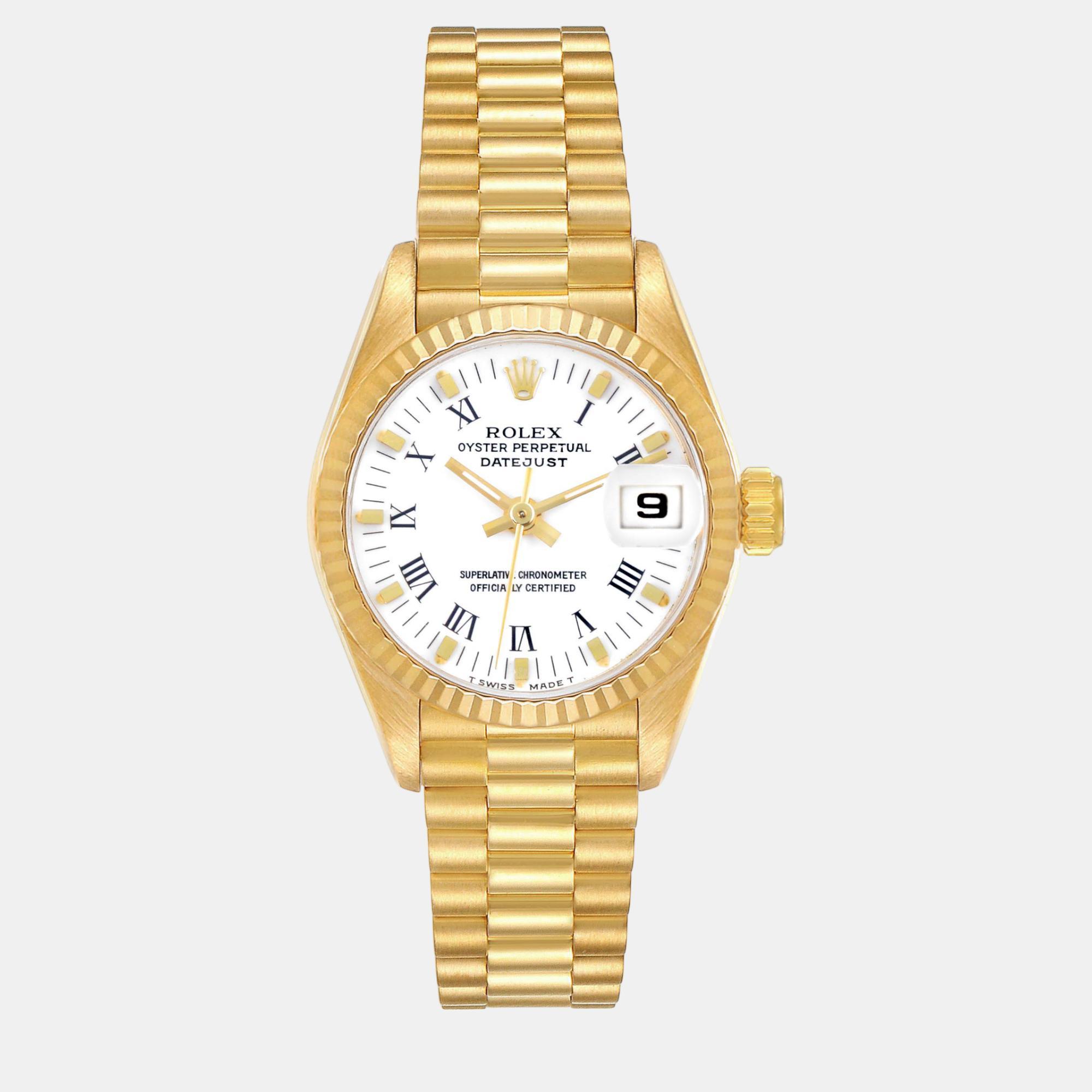 

Rolex Datejust President Yellow Gold White Dial Ladies Watch 69178 26 mm