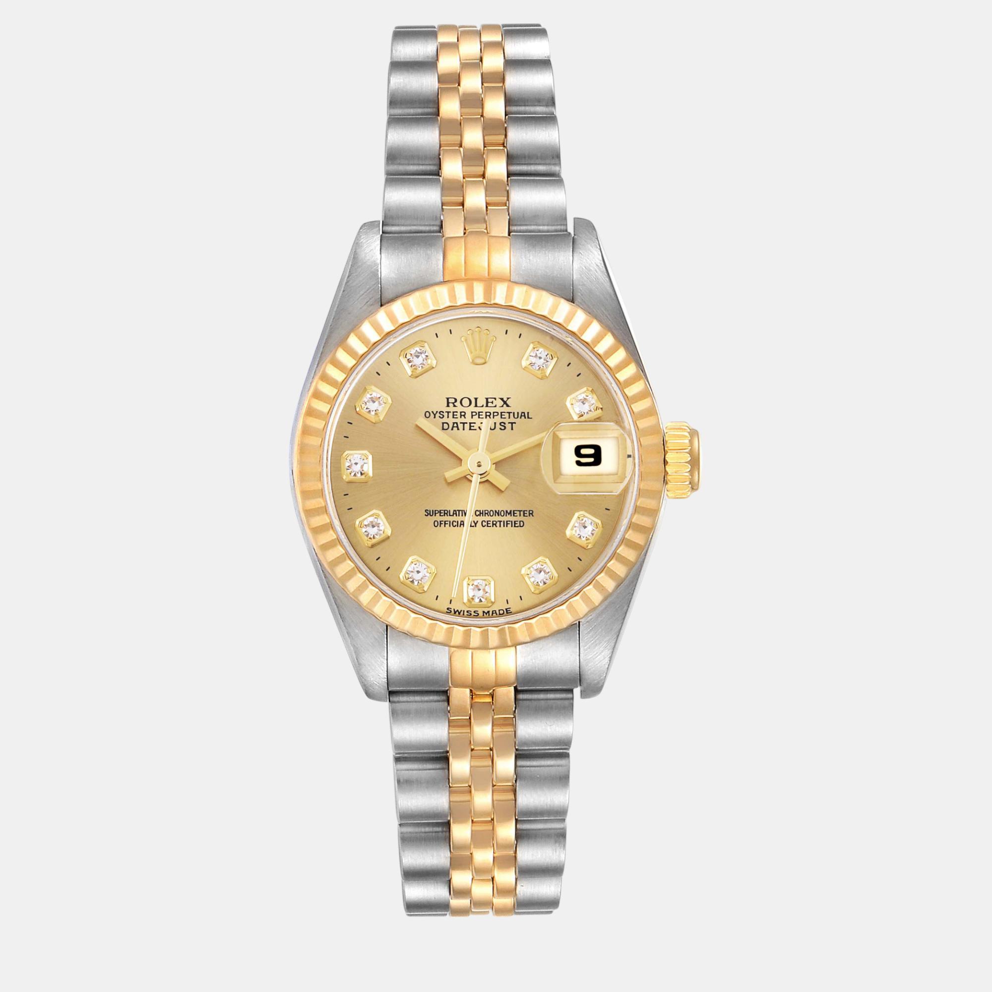 

Rolex Datejust Steel Yellow Gold Diamond Dial Ladies Watch 69173