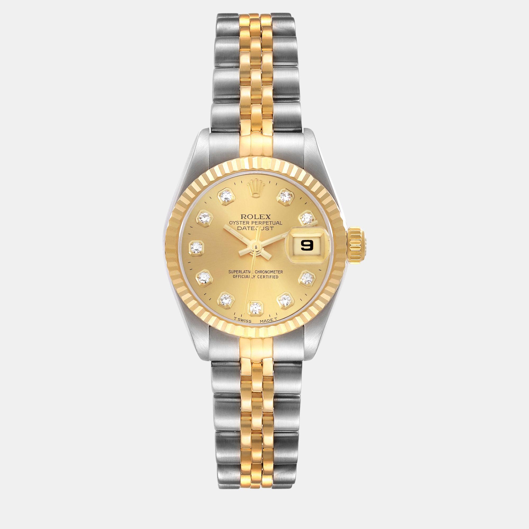 

Rolex Datejust Steel Yellow Gold Diamond Dial Ladies Watch 69173