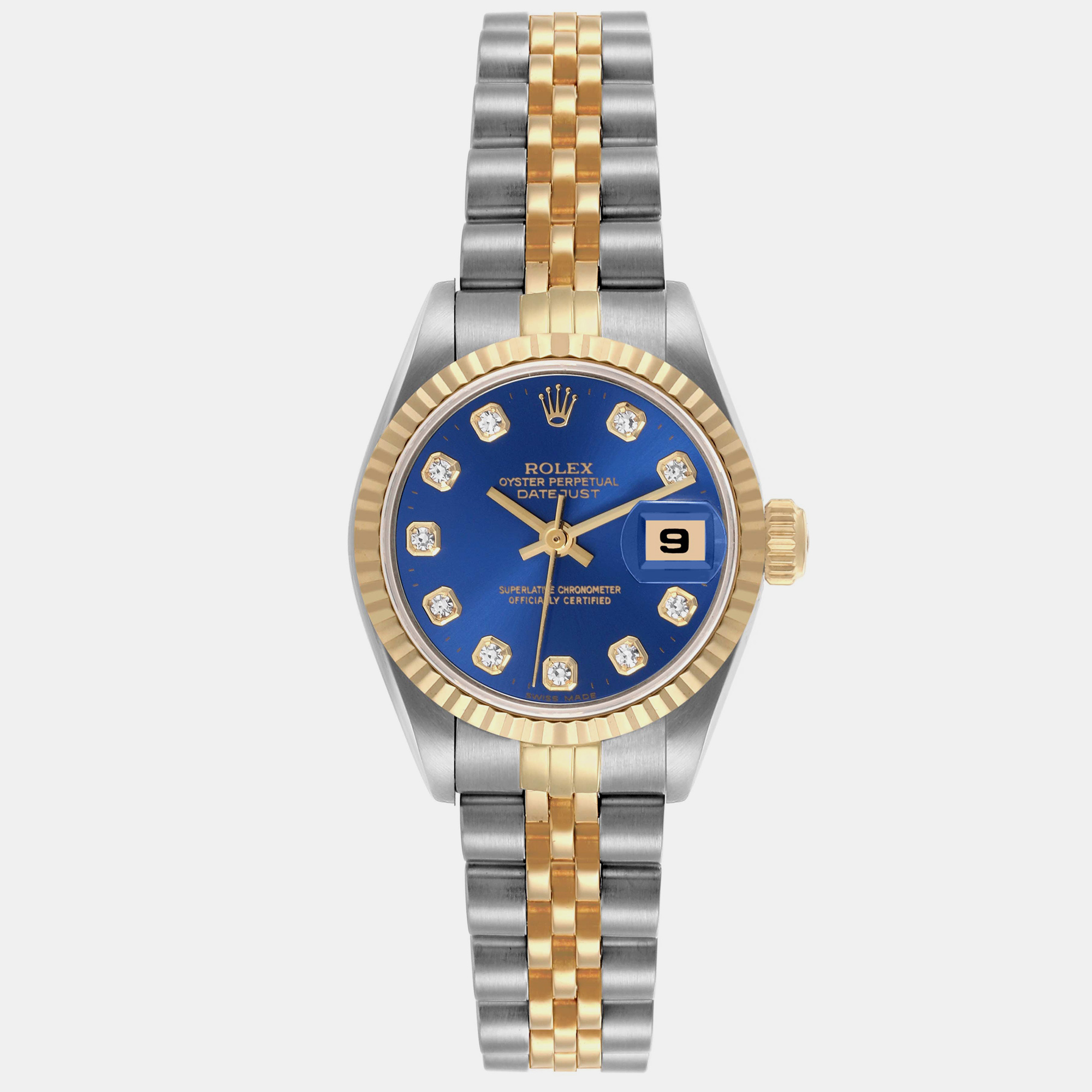 

Rolex Datejust Blue Diamond Dial Steel Yellow Gold Ladies Watch 69173