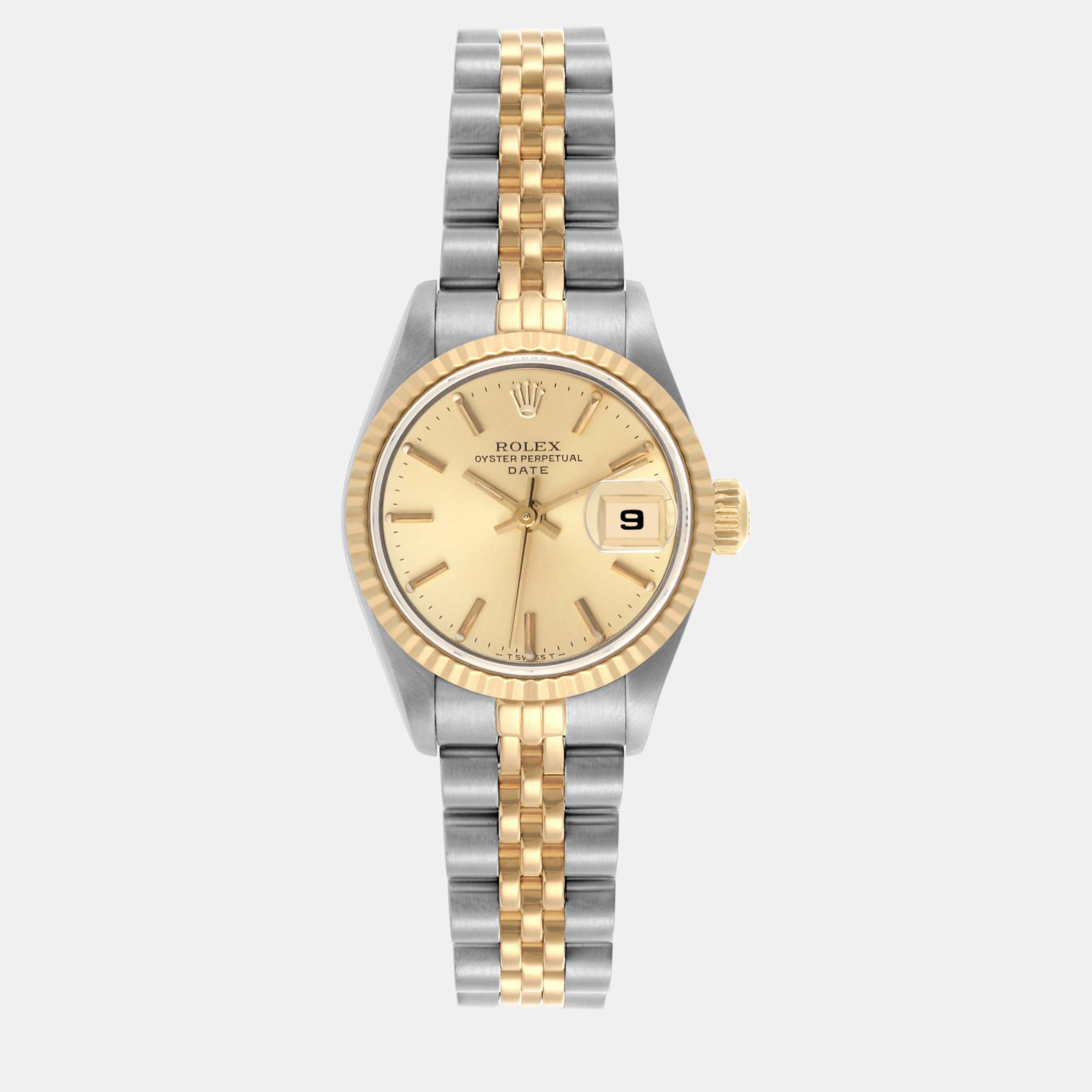 

Rolex Datejust Steel Yellow Gold Champagne Dial Ladies Watch 69173