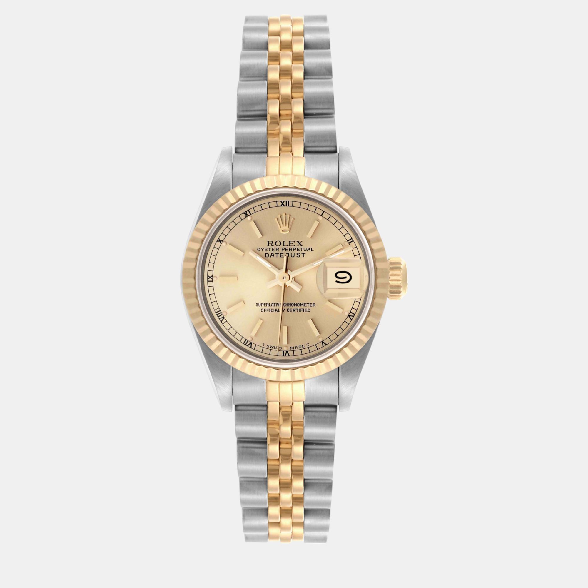 

Rolex Datejust Steel Yellow Gold Champagne Dial Ladies Watch 69173