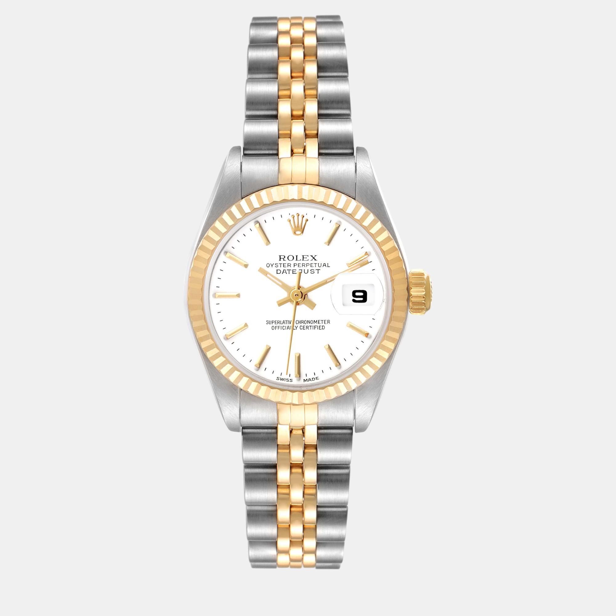 

Rolex Datejust Steel Yellow Gold White Dial Ladies Watch 79173