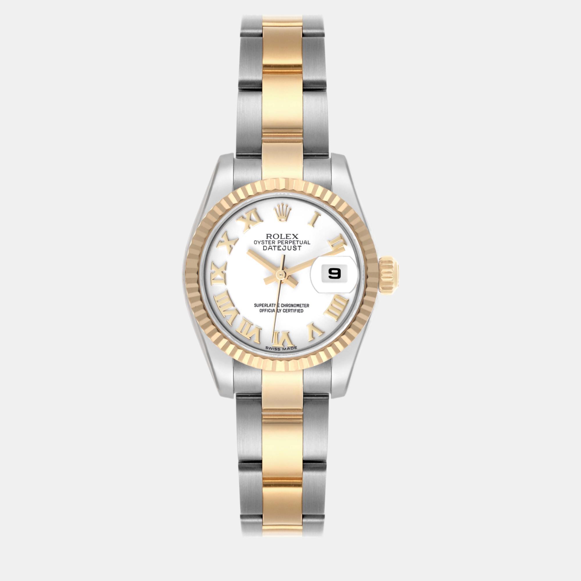 

Rolex Datejust Steel Yellow Gold White Roman Dial Ladies Watch 179173