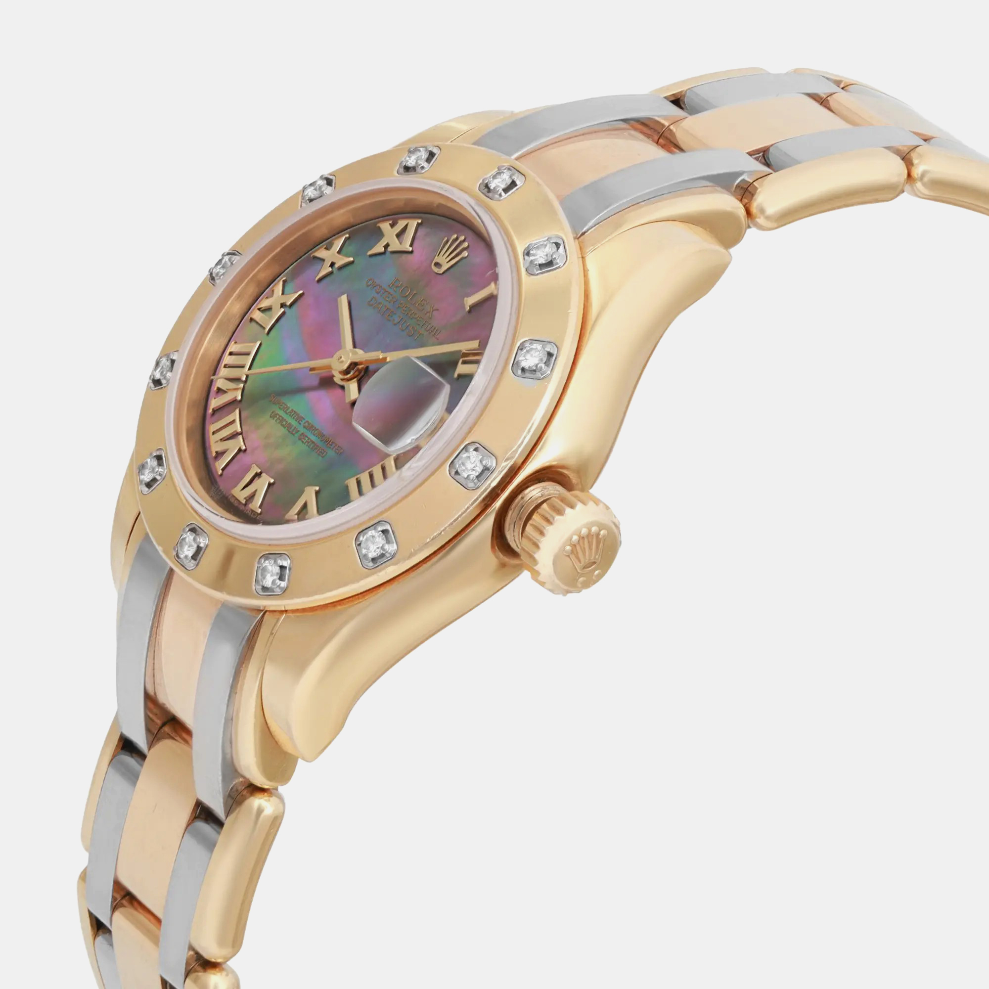 Rolex Mother of Pearl 18k Gold Pearlmaster 80138 Automatic Women`s Wristwatch 29 mm 
