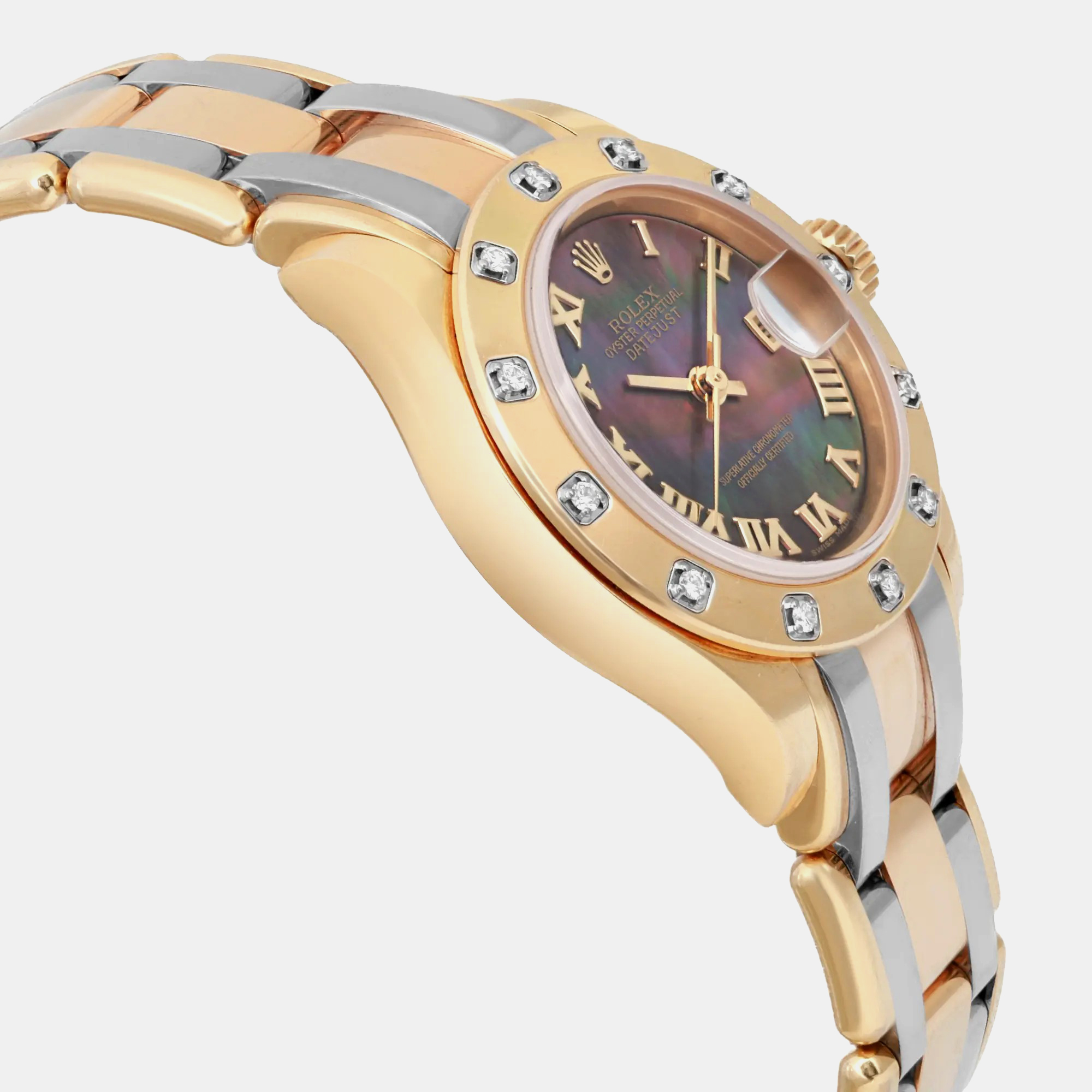 Rolex Mother of Pearl 18k Gold Pearlmaster 80138 Automatic Women`s Wristwatch 29 mm 