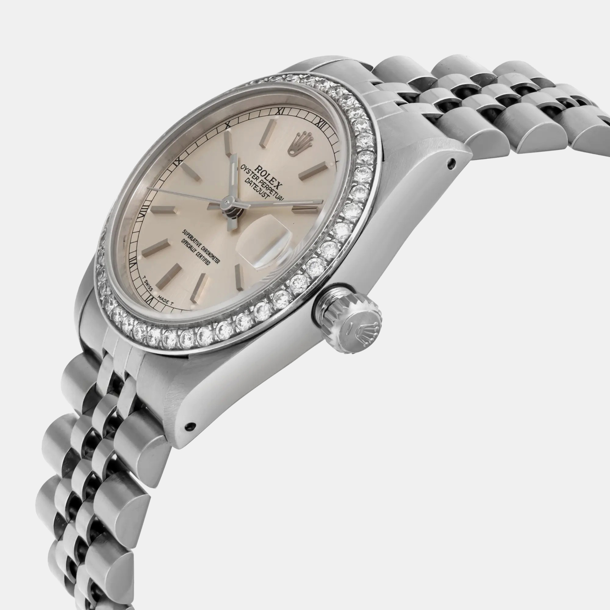 Rolex Cream Stainless Steel Datejust 68274 Automatic Men`s Wristwatch 31 mm 