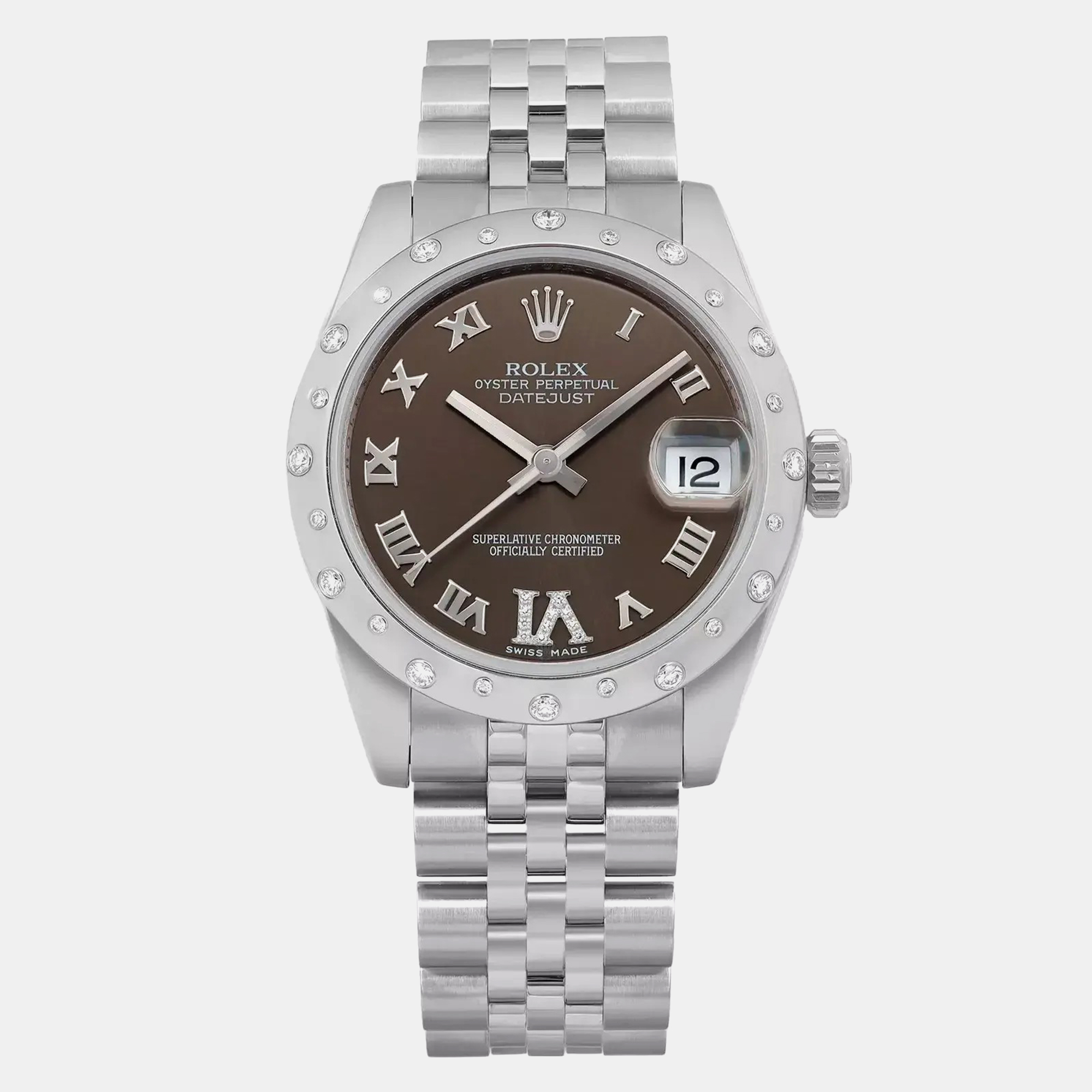 

Rolex Brown Stainless Steel Datejust 178344 Automatic Women's Wristwatch