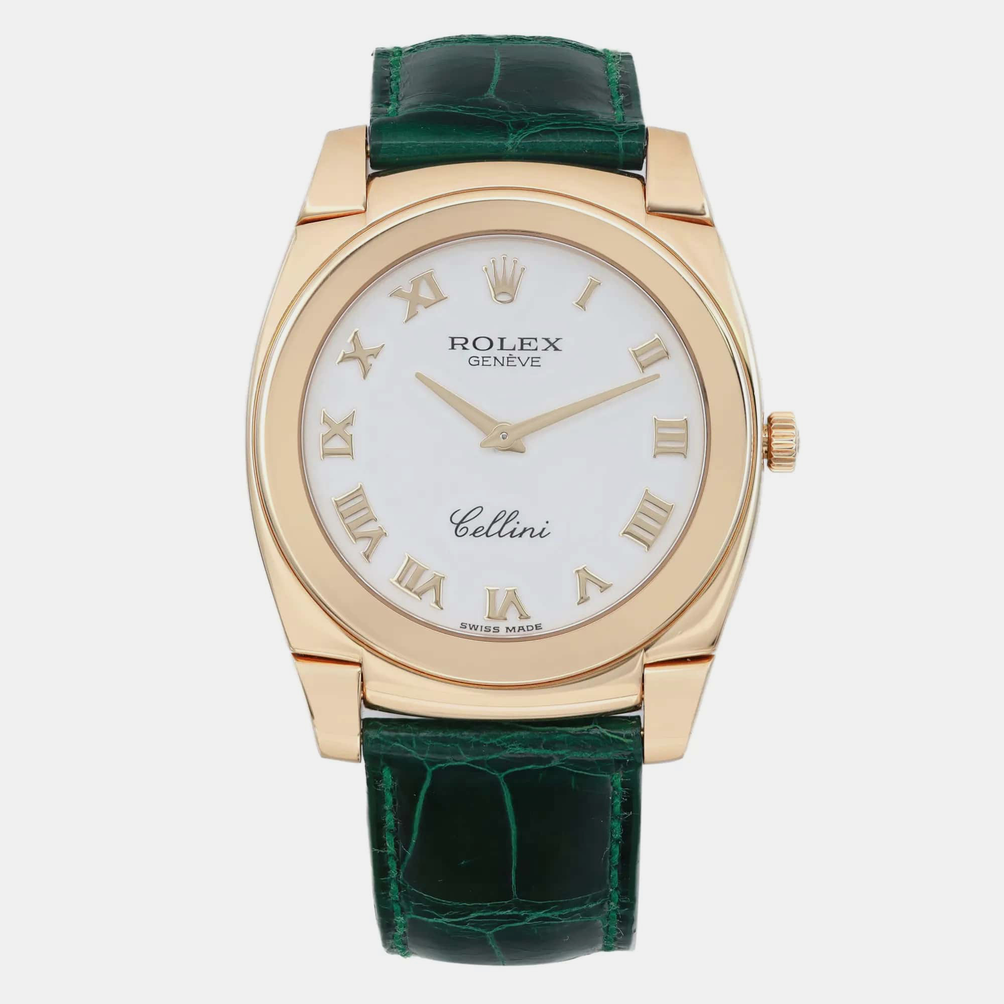 

Rolex White 18K Rose Gold Cellini 5330 Manual Winding Men's Wristwatch 36 mm