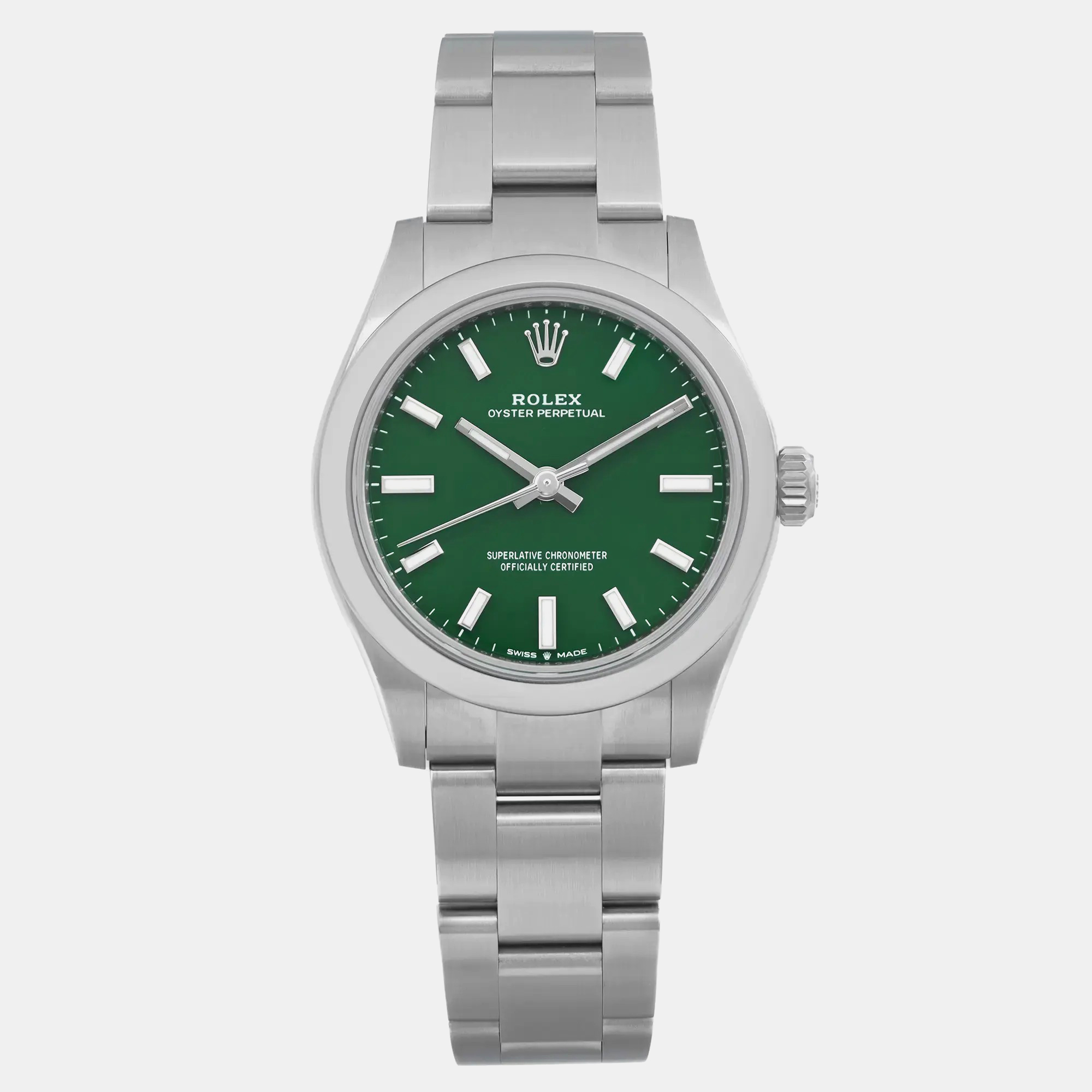 

Rolex Green Stainless Steel Oyster Perpetual 277200 Automatic Women's Wristwatch 31 mm