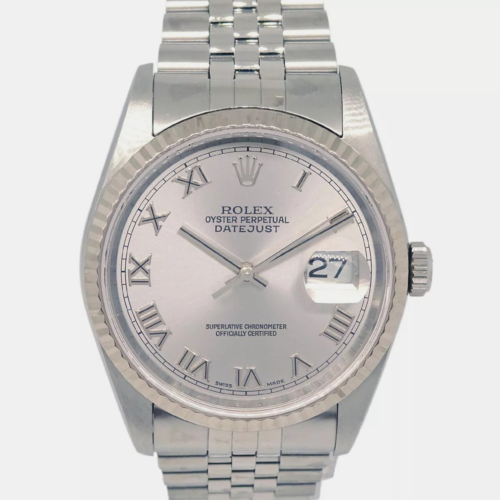 

Rolex Silver Stainless Steel Datejust 16234 Automatic Women's Wristwatch 34 mm