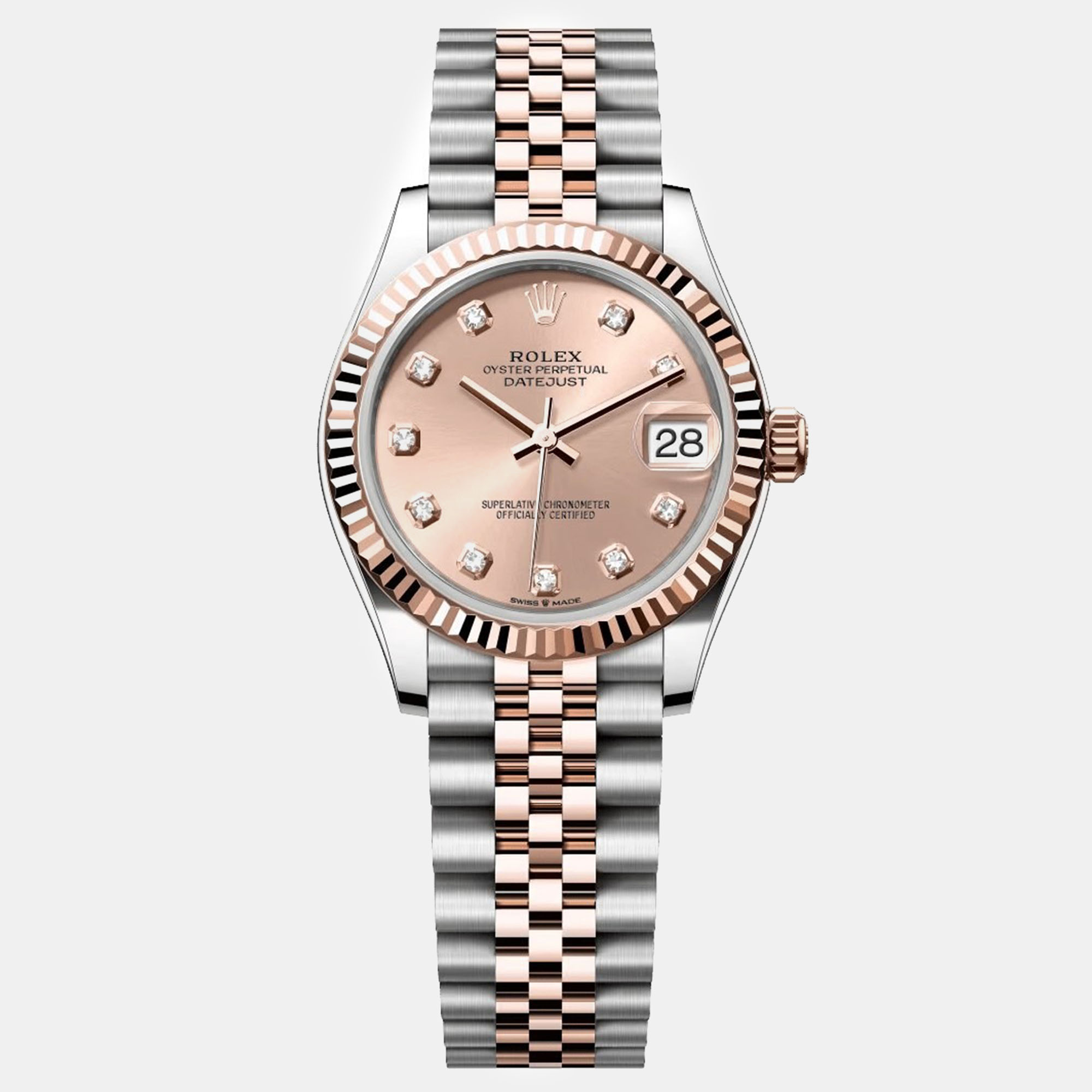 

Rolex Pink 18K Everose Gold Stainless Steel Datejust Automatic Women's Wristwatch 31 mm