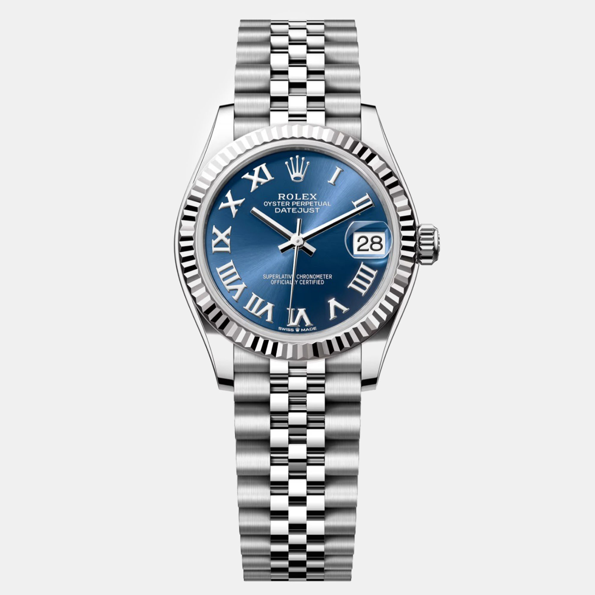 

Rolex Blue Roman Stainless Steel Datejust Automatic Women's Wristwatch 31 mm