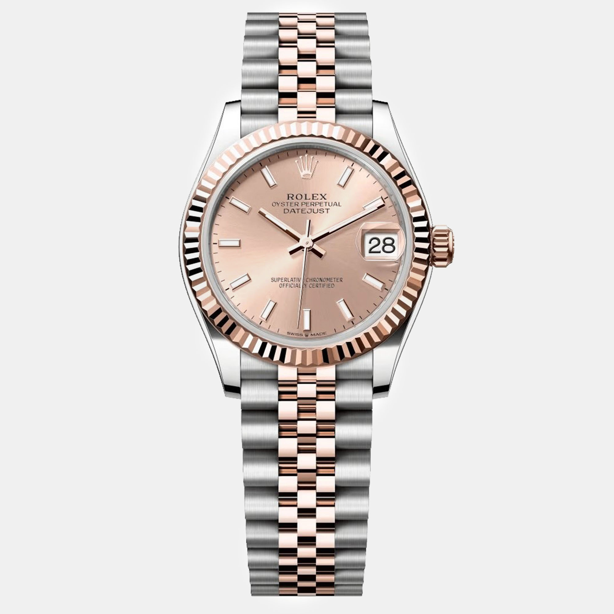 

Rolex Pink 18K Everose Gold Stainless Steel Datejust Automatic Women's Wristwatch 31 mm