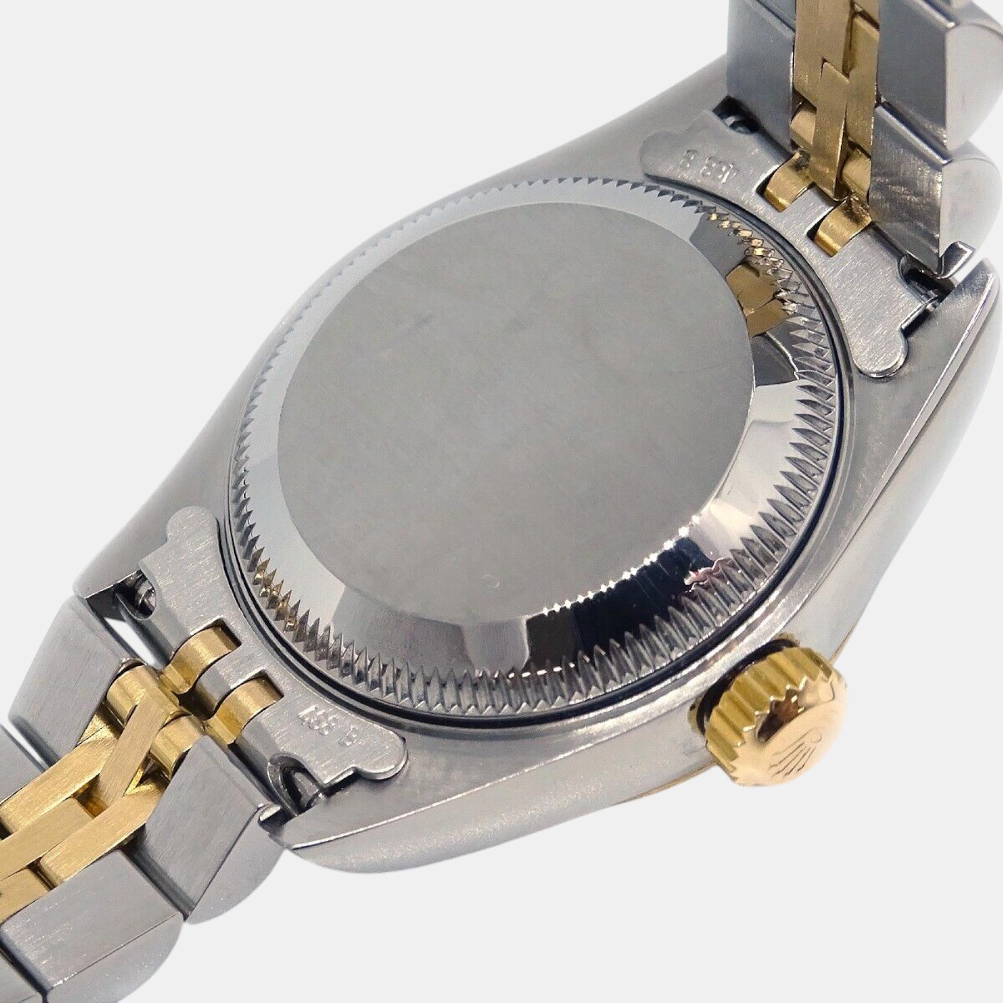 Rolex White 18k Yellow Gold Stainless Steel Datejust 79173 Automatic Women`s Wristwatch 26 mm 