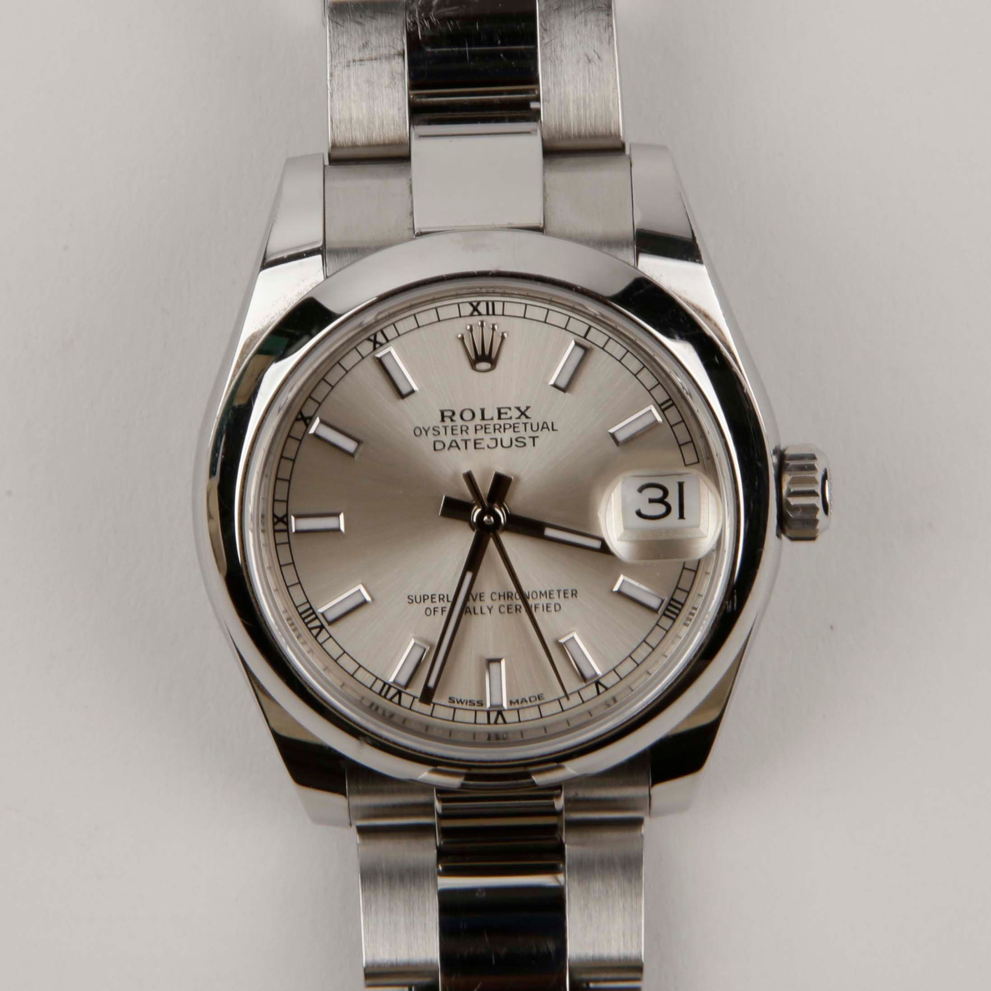 Rolex Silver Stainless Steel Datejust 178240 Automatic Women`s Wristwatch 31 mm 