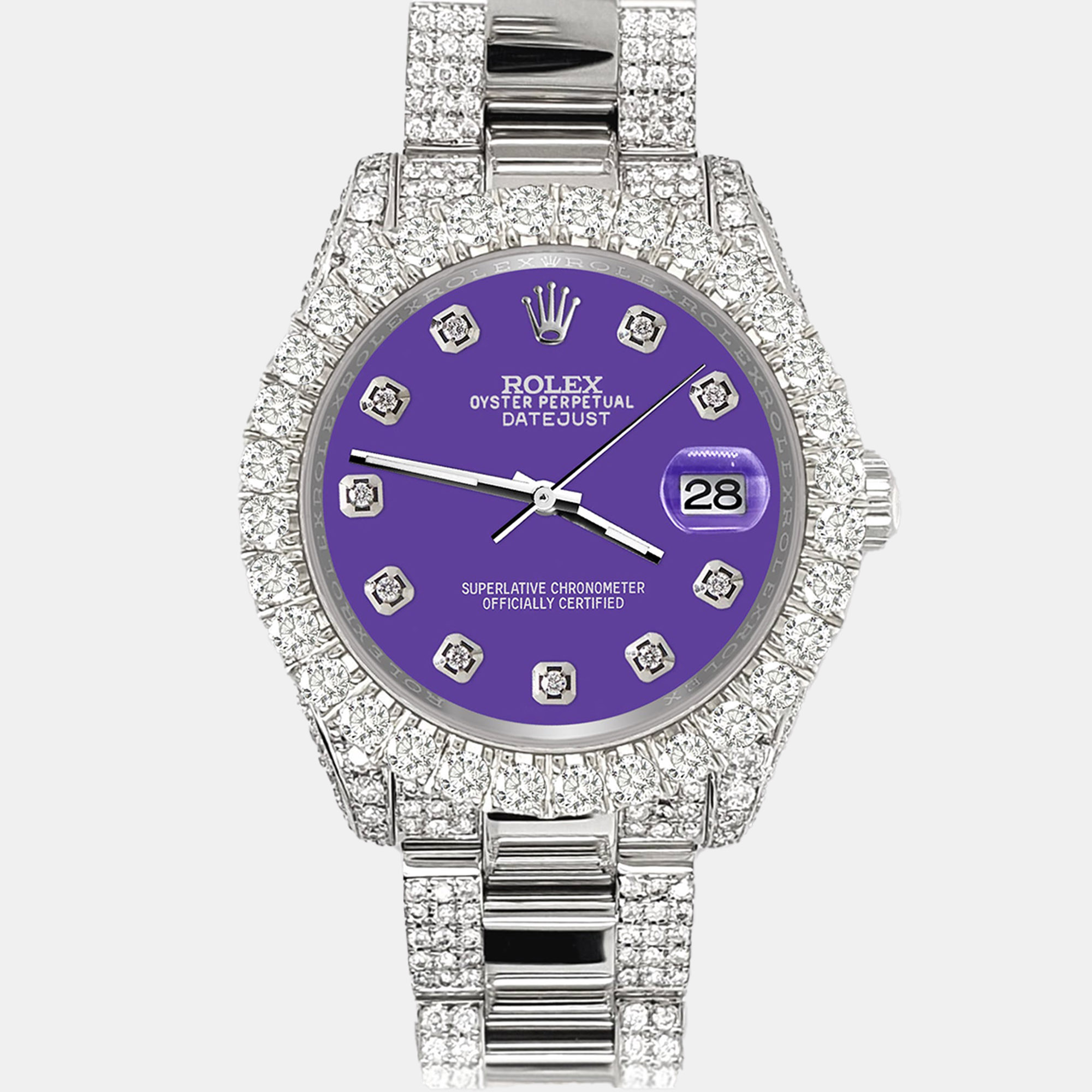 

Rolex datejust  pave 7.2ct iced diamond pastel purple Wristwatch 178240