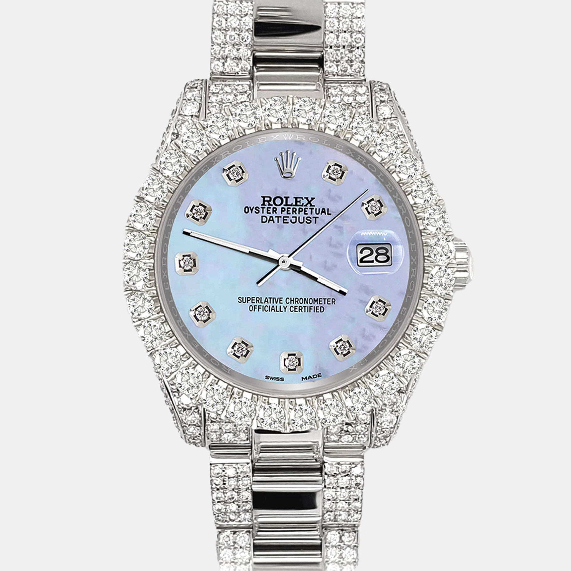 

Rolex datejust  pave 7.2ct iced diamond purple mop Wristwatch 178240