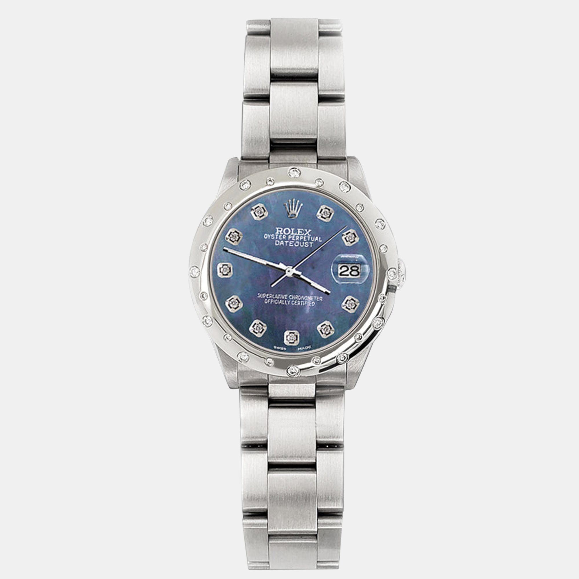 

Rolex Custom Black Diamond Stainless Steel Datejust 78240 Automatic Women's Wristwatch 31 mm