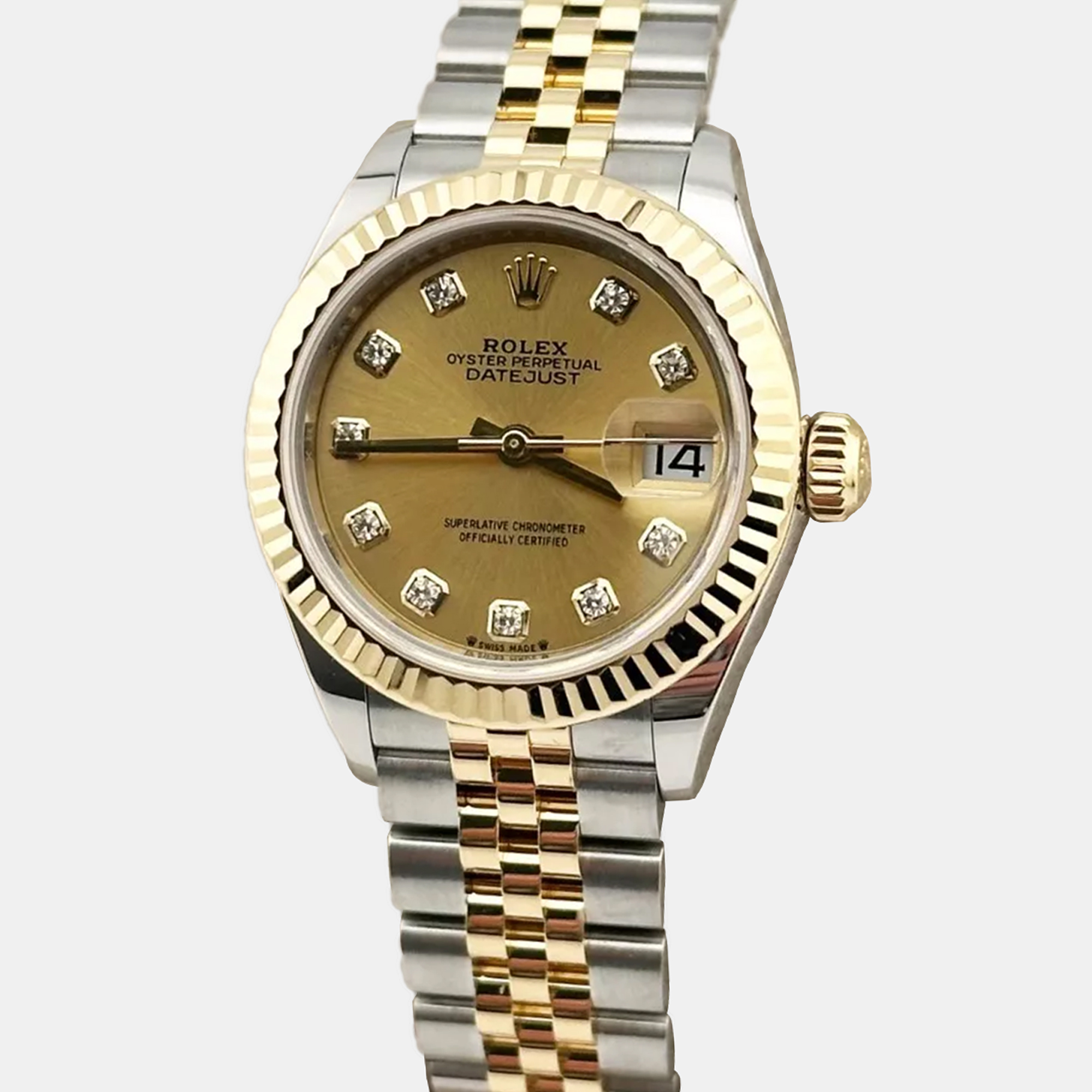 

Rolex Champagne Diamond 18k Yellow Gold Stainless Steel Datejust 279173 Automatic Women's Wristwatch 28 mm
