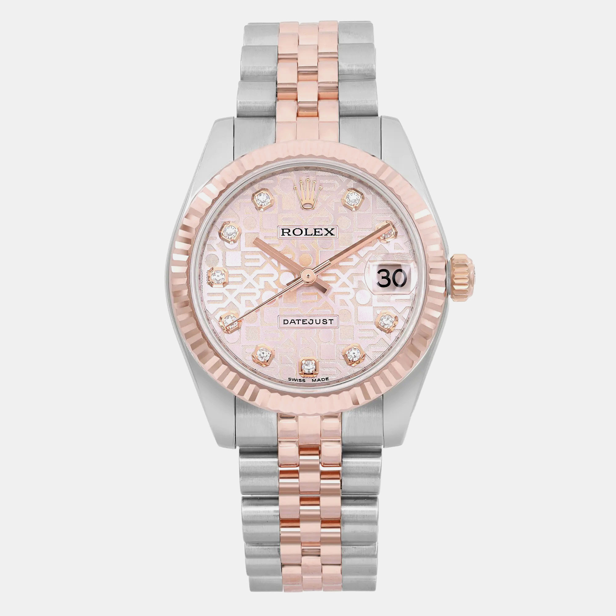 

Rolex Pink Diamond 18k Rose Gold Stainless Steel Datejust 178271 Automatic Women's Wristwatch 31 mm