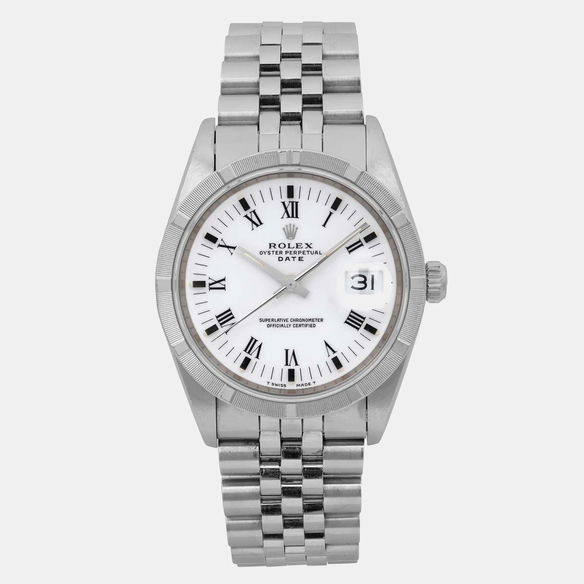 

Rolex White Stainless Steel Oyster Perpetual Date
