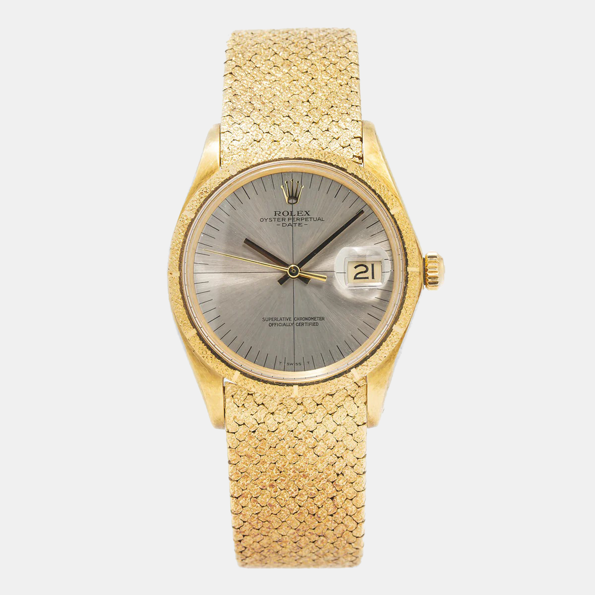 

Rolex Day-Date Zephyr 1510 Grey Dial 18K Yellow Gold Women's Wristwatch 34 mm
