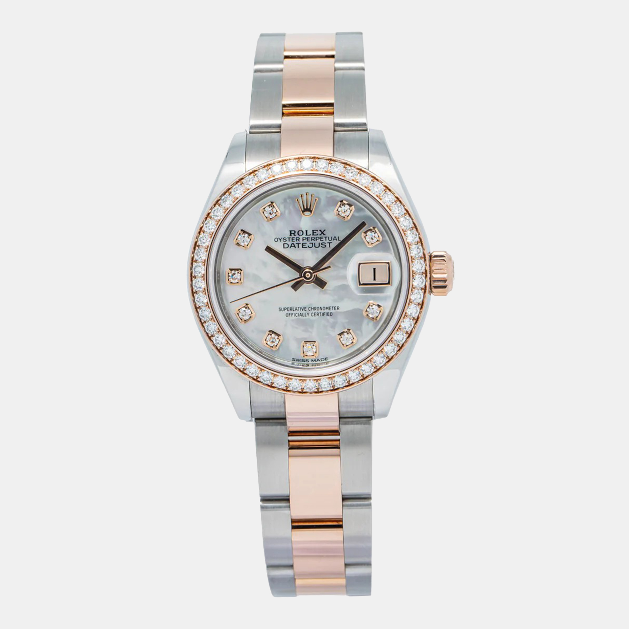 

Rolex Datejust 279381RBR Automatic White 18K Rose Gold MOP Women's Wristwatch