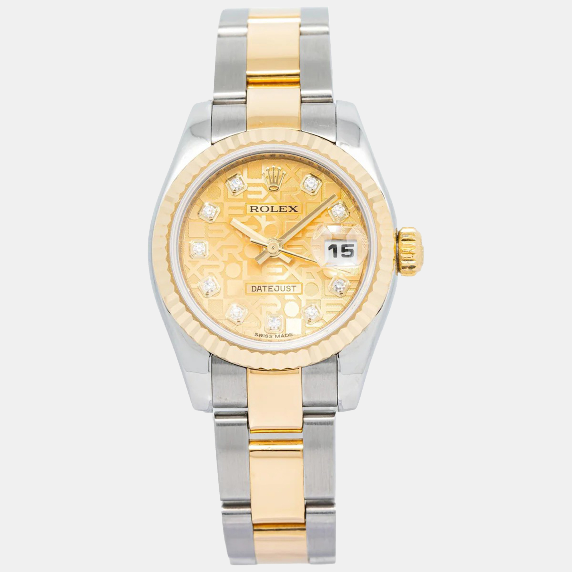 

Rolex Datejust 179173 Automatic Champagne 18k Yellow Gold Stainless Steel Diamond Women's Wristwatch 26 mm