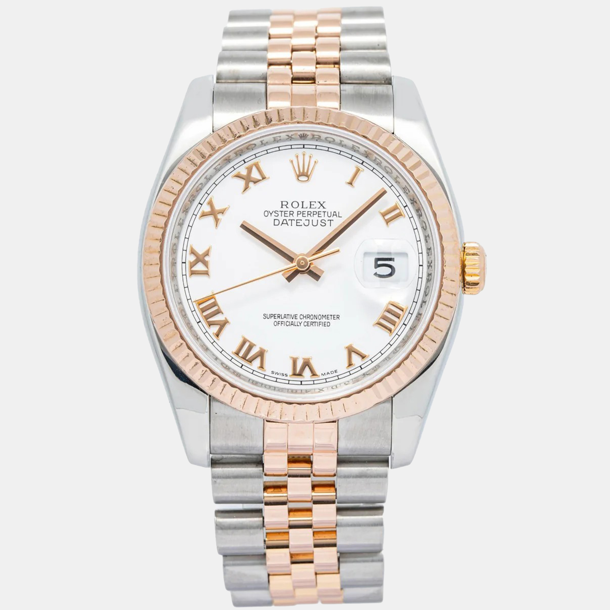 

Rolex Datejust 116231 Automatic White 18k Rose Gold Stainless Steel Women's Wristwatch 36 mm