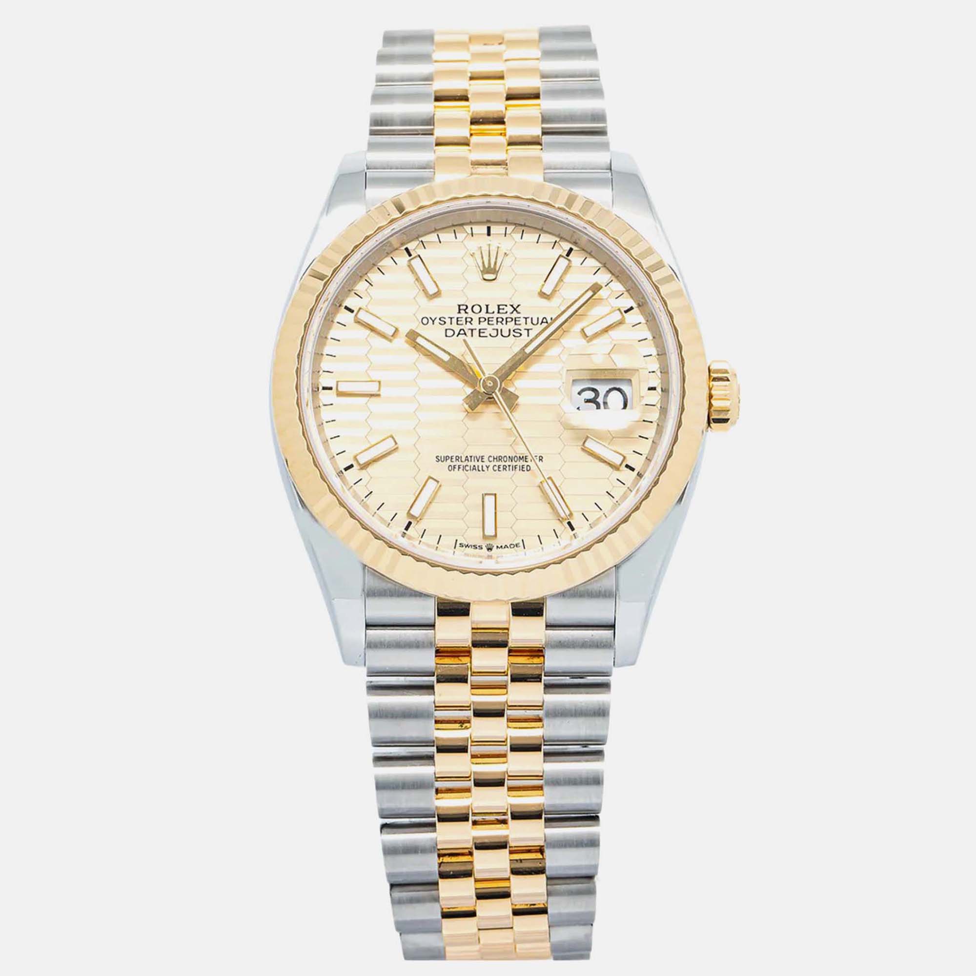 Rolex Datejust 126233 Automatic Gold 18k Yellow Gold Stainless Steel Women’s Wristwatch 36 mm