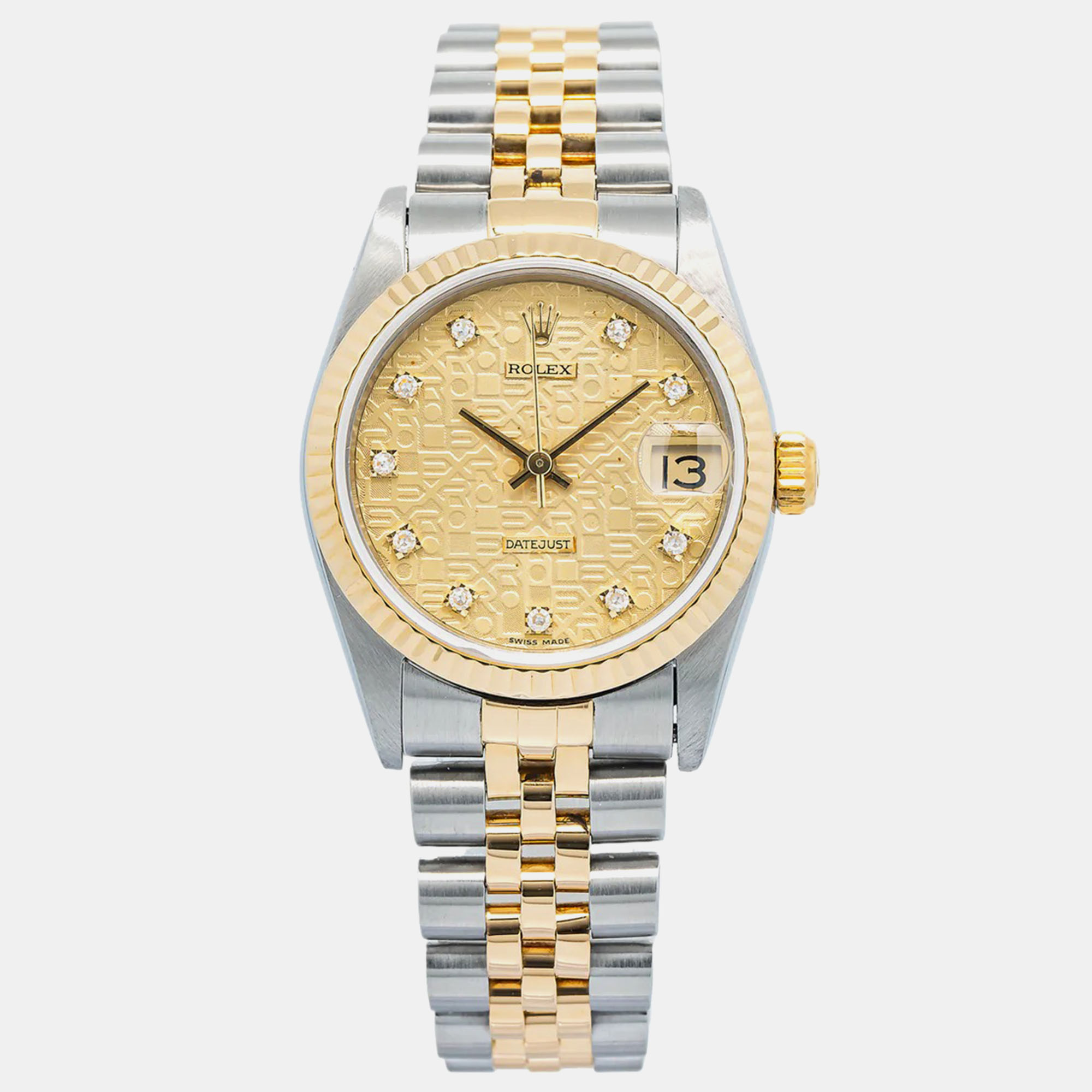 Rolex Datejust 68273 Automatic Champagne 18k Yellow Gold Stainless Steel Diamond Women’s Wristwatch 31 mm