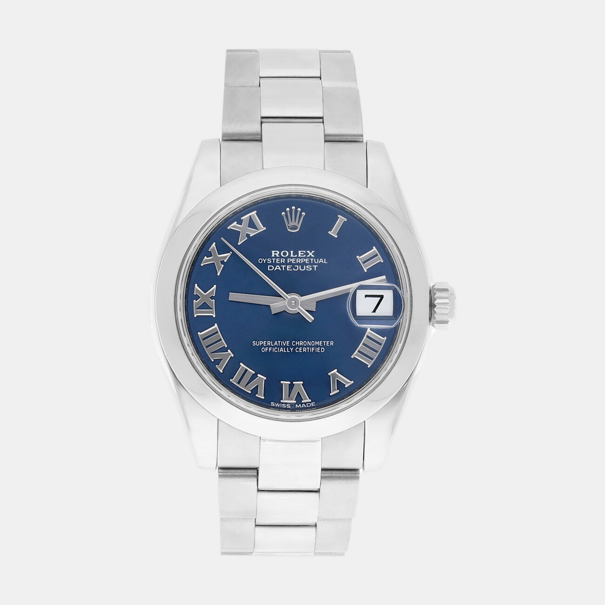 Pre-owned Rolex Datejust 178240 Automatic Blue Stainless Steel Women's Wristwatch 31 Mm