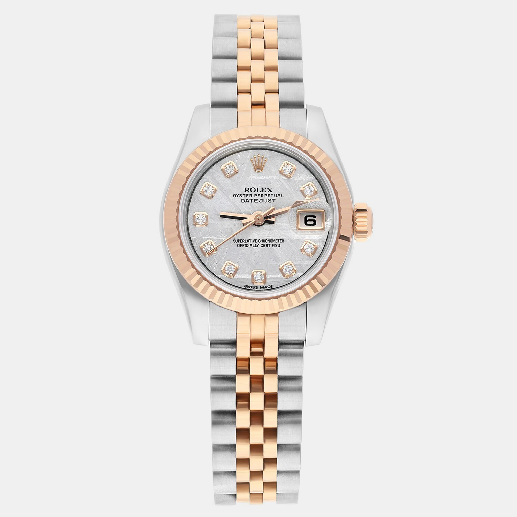 

Rolex Datejust 179171 Automatic Grey 18k Rose Gold Diamond Stainless Steel Women's Wristwatch 26 mm