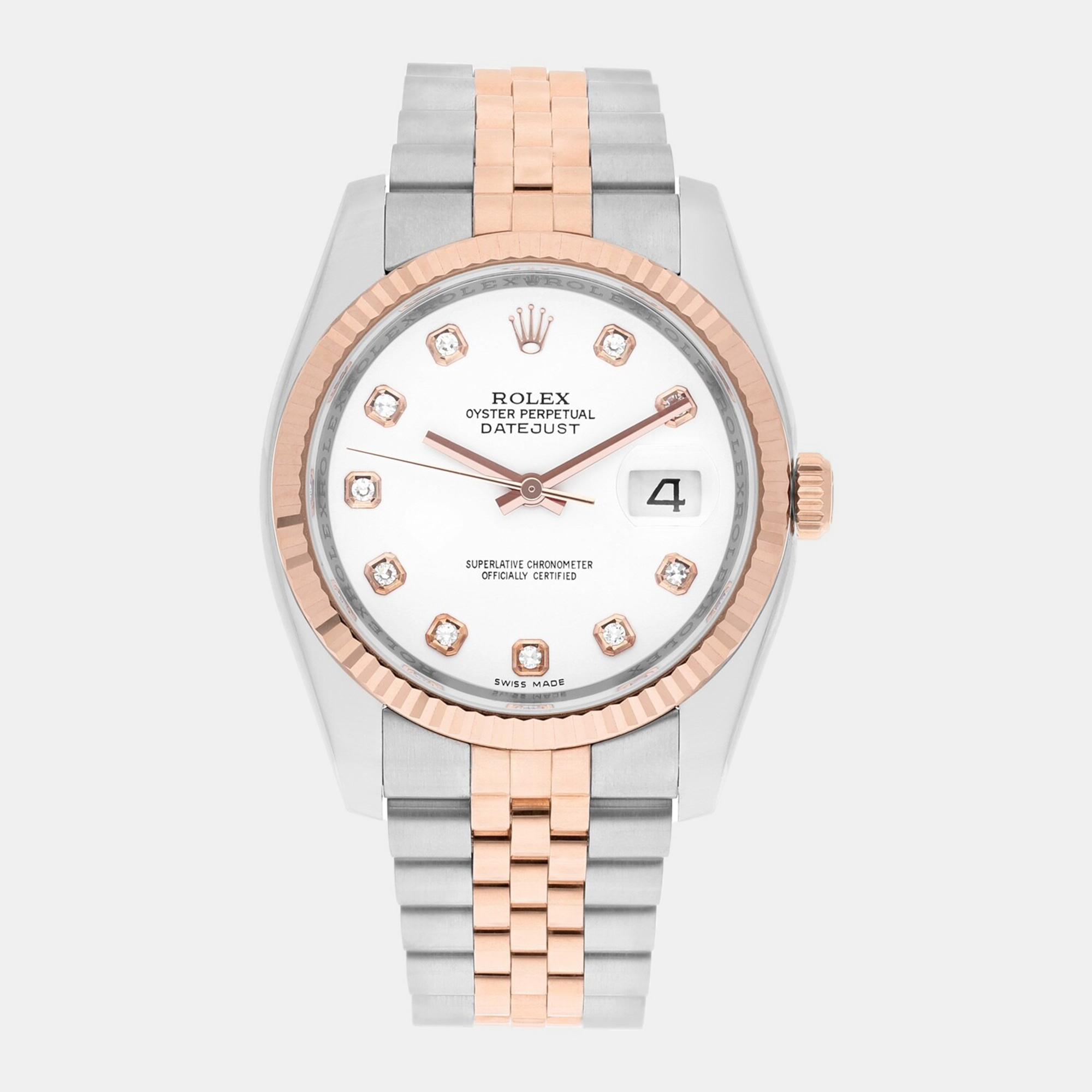 

Rolex Datejust 116231 Automatic White 18k Rose Gold Stainless Steel Women's Wristwatch 36 mm