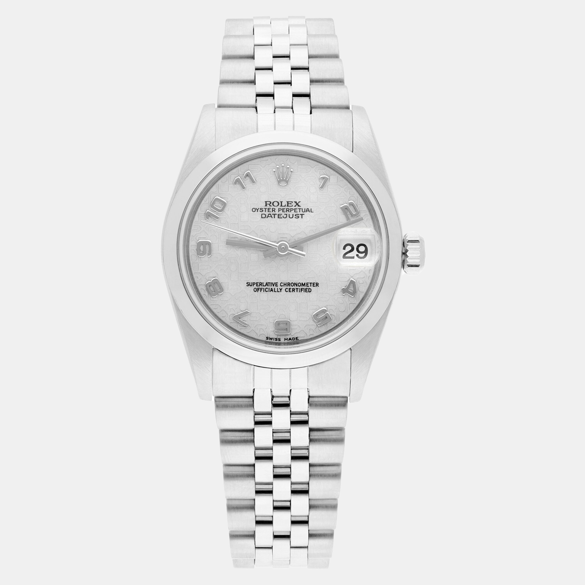 Pre-owned Rolex Datejust 78240 Automatic Silver Stainless Steel Women's Wristwatch 31 Mm