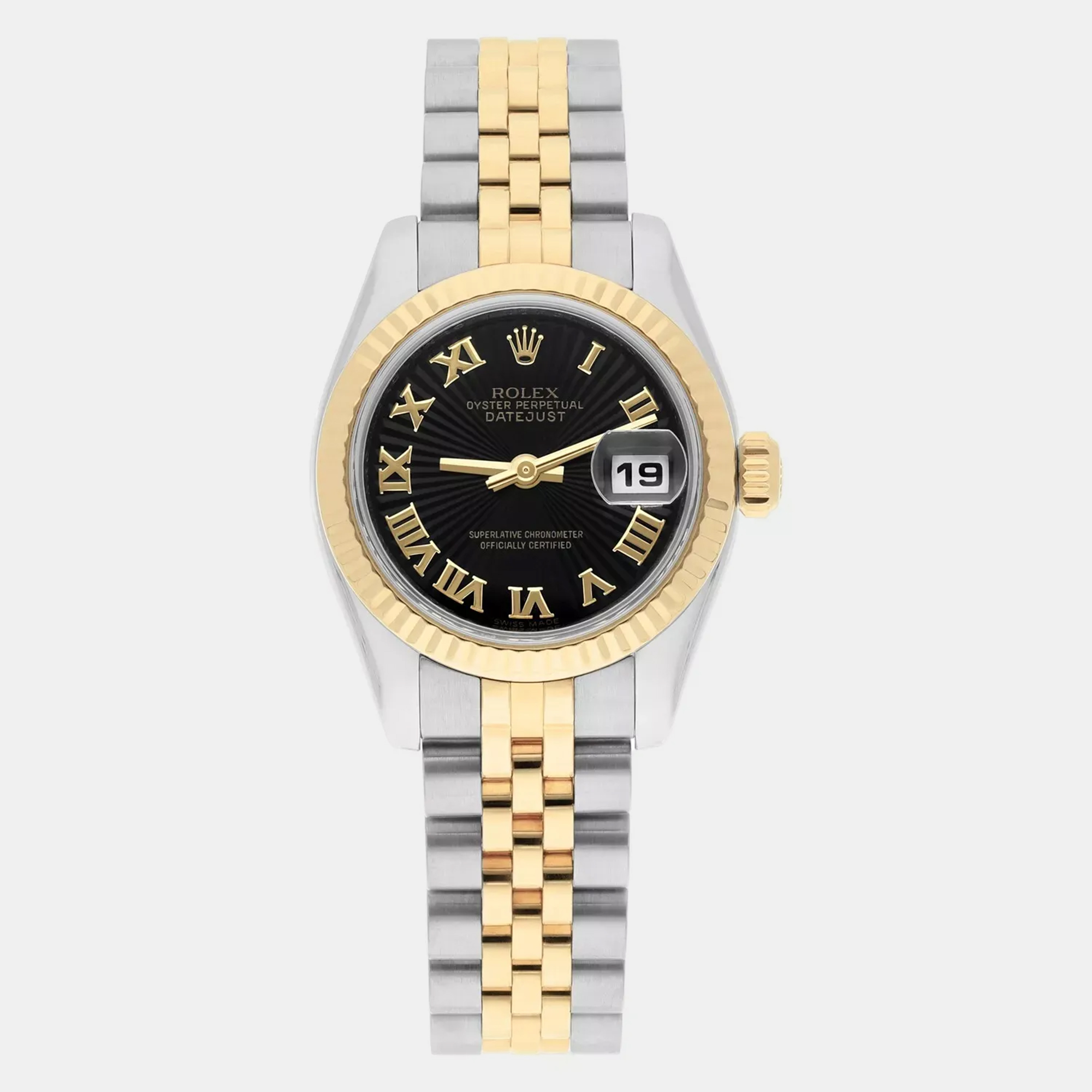 

Rolex Datejust 179173 Automatic Black 18k Yellow Gold Stainless Steel Women's Wristwatch 26 mm