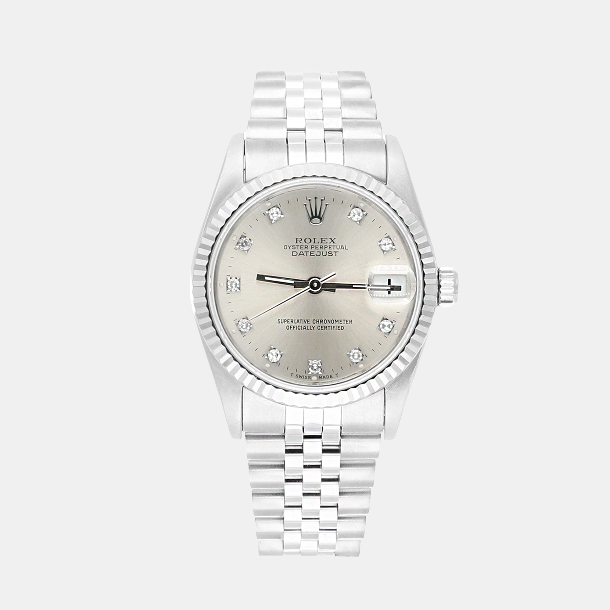 

Rolex Datejust 68274 Automatic Silver 18k White Gold Stainless Steel Women's Wristwatch 31 mm