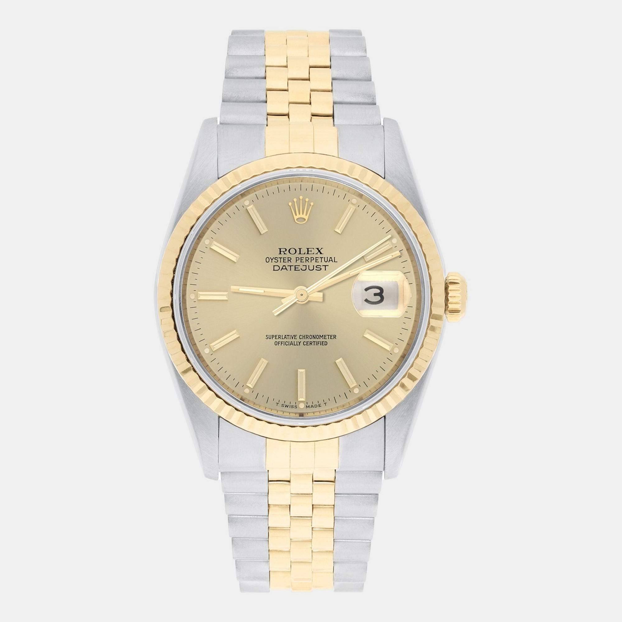 

Rolex Datejust 16233 Automatic Champagne 18k Yellow Gold Stainless Steel Women's Wristwatch 36 mm