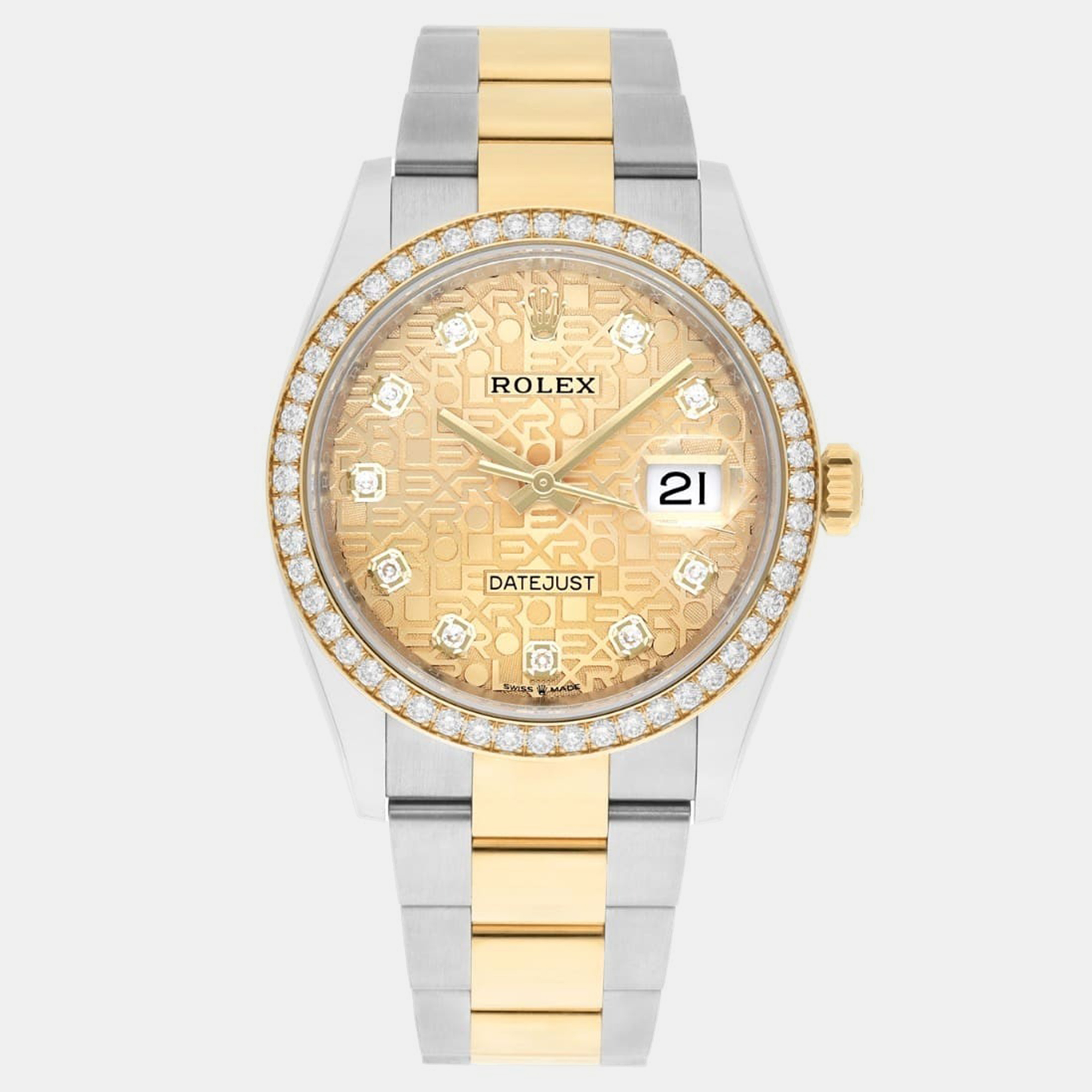 

Rolex Datejust 126283RBR Automatic Champagne Stainless Steel 18K Yellow Gold Women's Wristwatch 36 mm