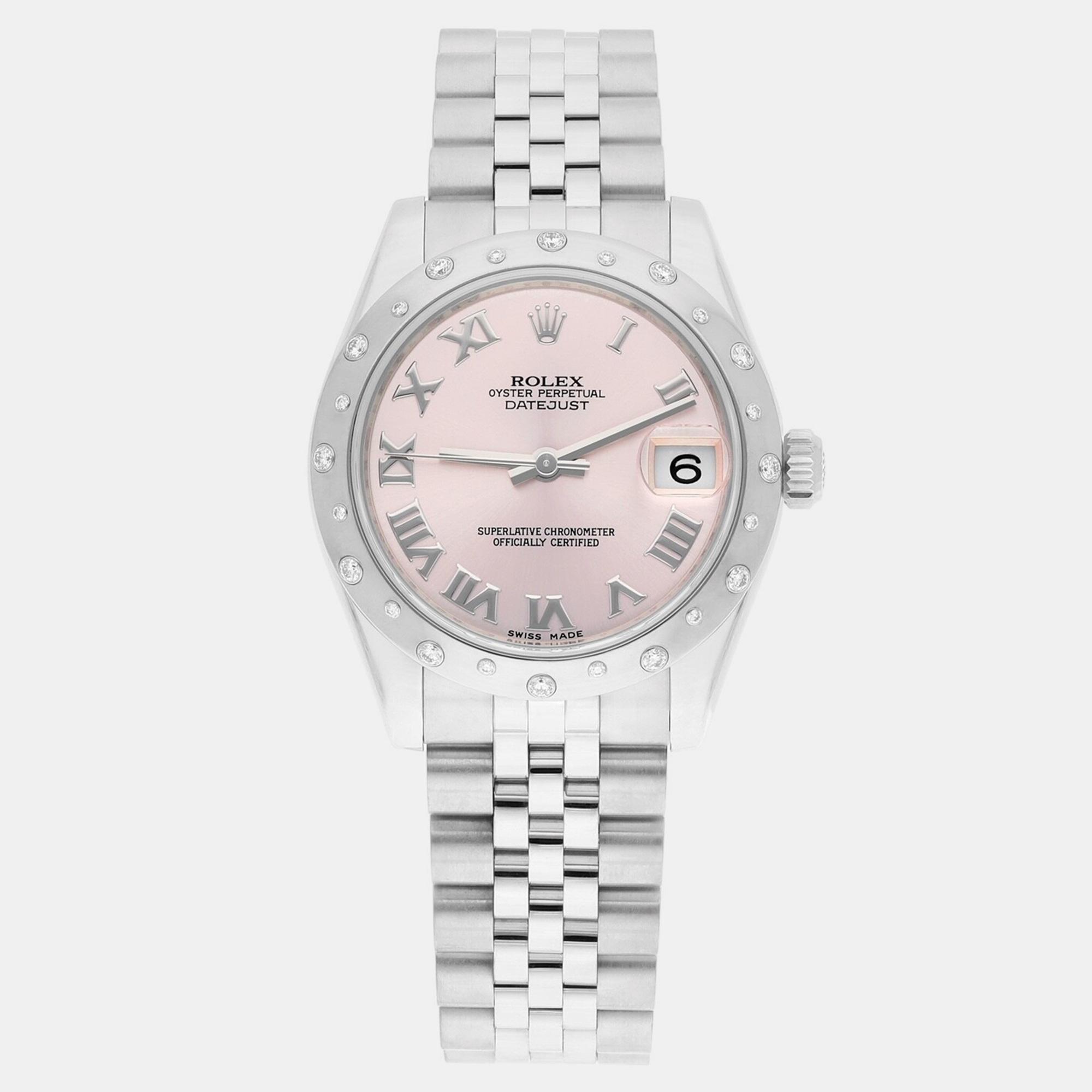 

Rolex Datejust 178344 Automatic Pink Stainless Steel Diamond Women's Wristwatch 31 mm