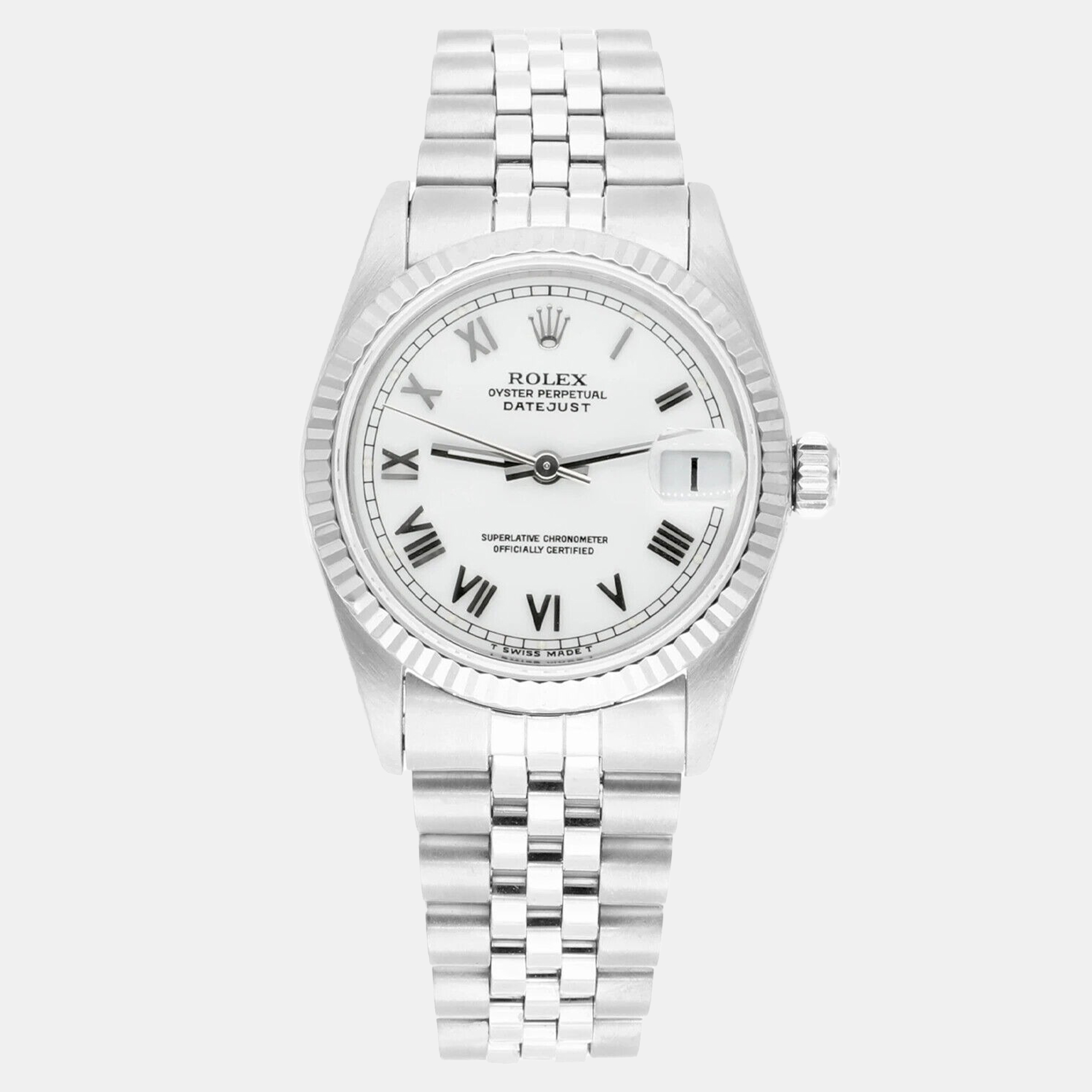 Pre-owned Rolex Datejust 68274 Automatic Silver Stainless Steel Women's Wristwatch 31 Mm