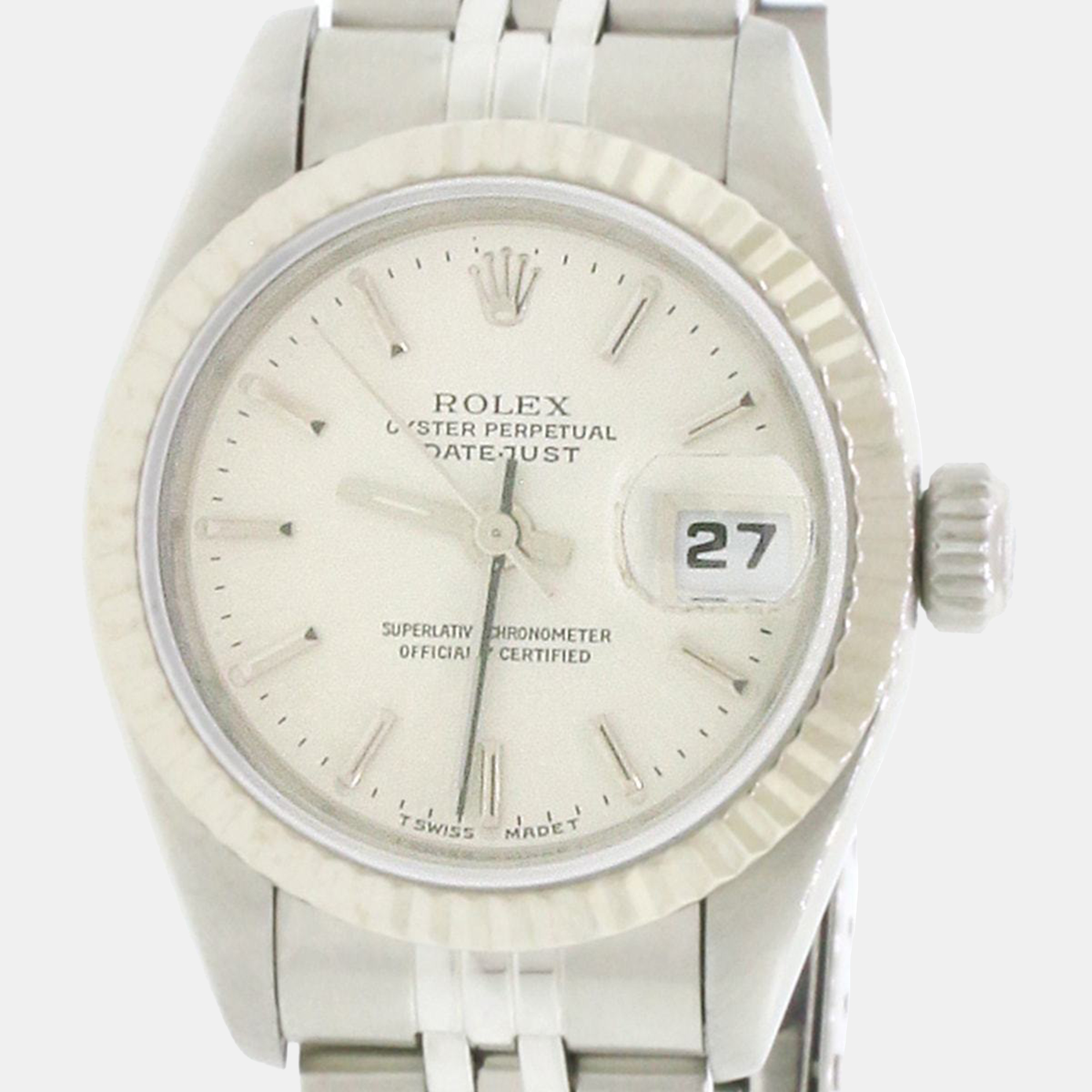 

Rolex Datejust 69174 Automatic Silver 18k White Gold Stainless Steel Women's Wristwatch 26 mm