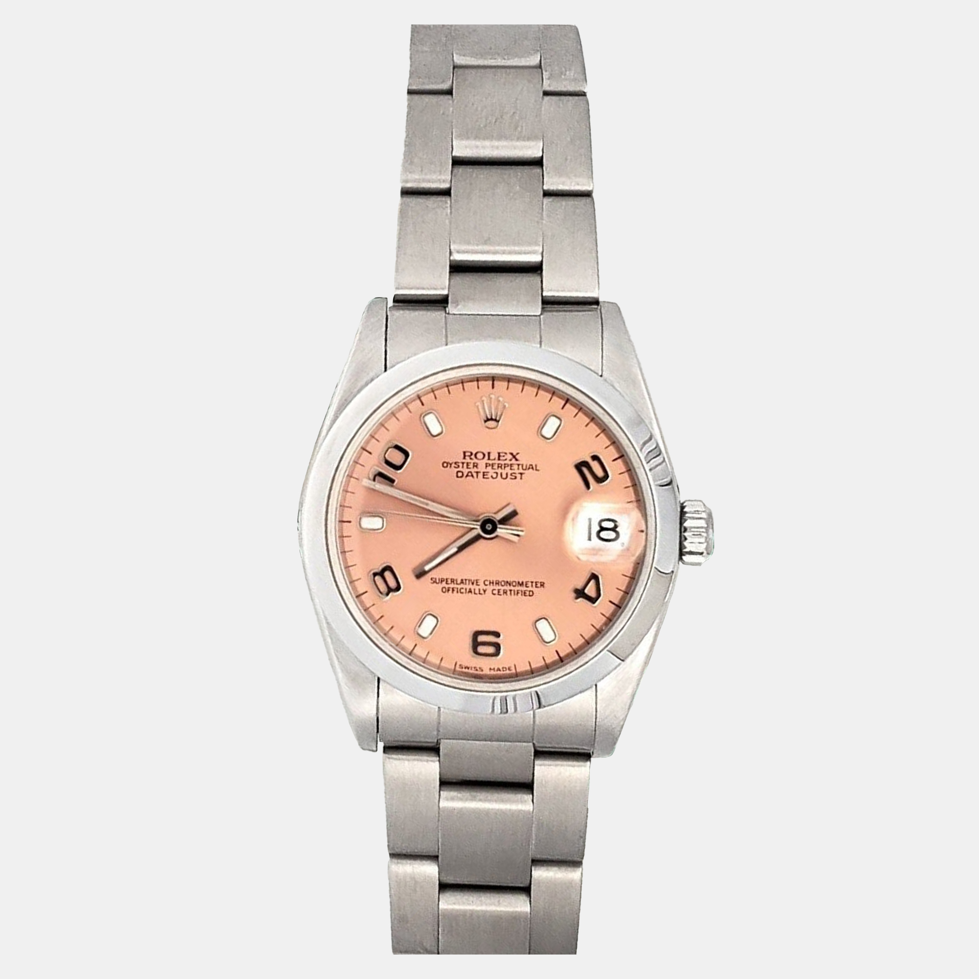 Pre-owned Rolex Datejust 78240 Automatic Salmon Stainless Steel Women's Wristwatch 31 Mm In Pink
